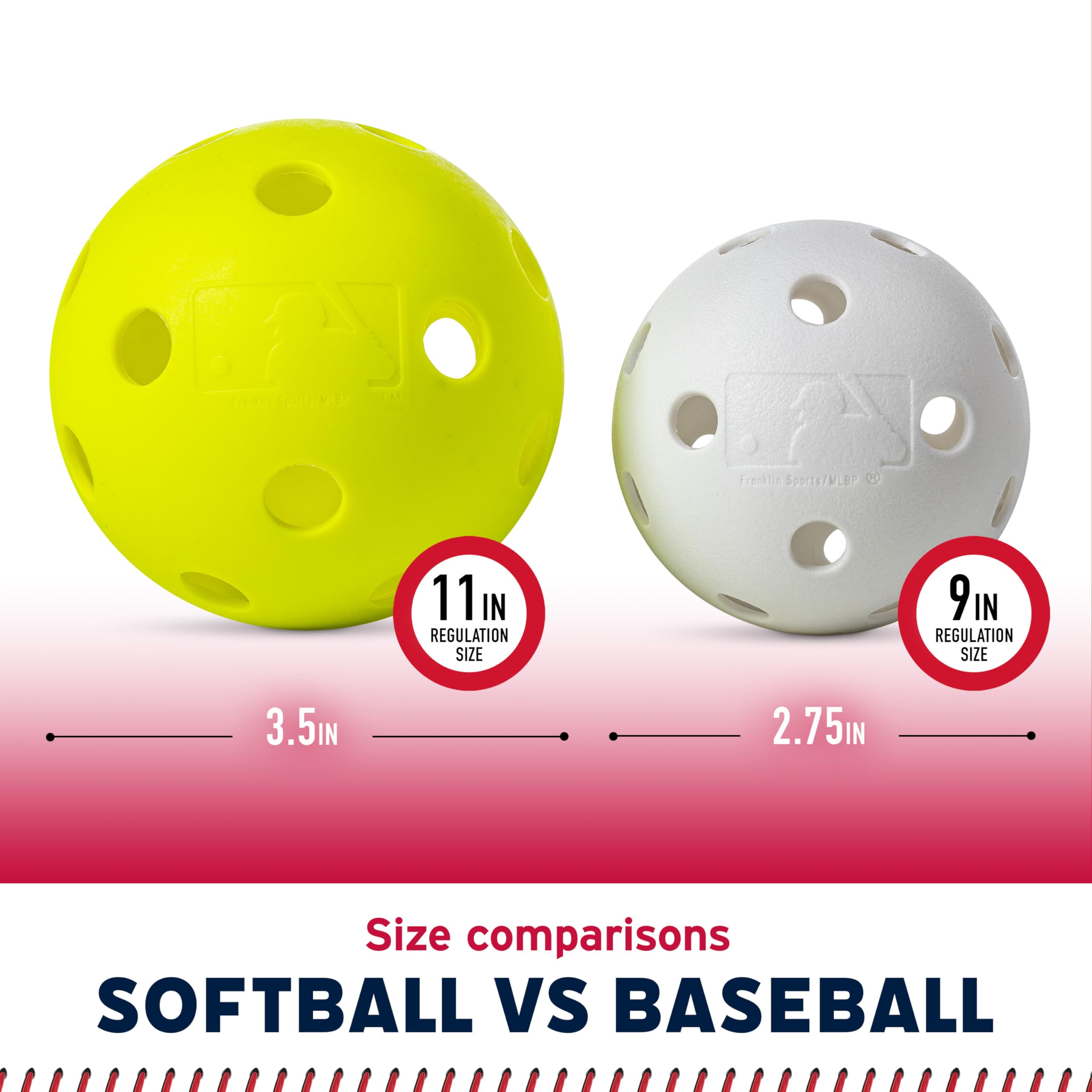 Franklin Sports Plastic Baseballs - MLB - Includes 8 Balls for Batting Practice or Backyard Baseball Play - Replacement Balls – 70mm Official Baseball Size - White