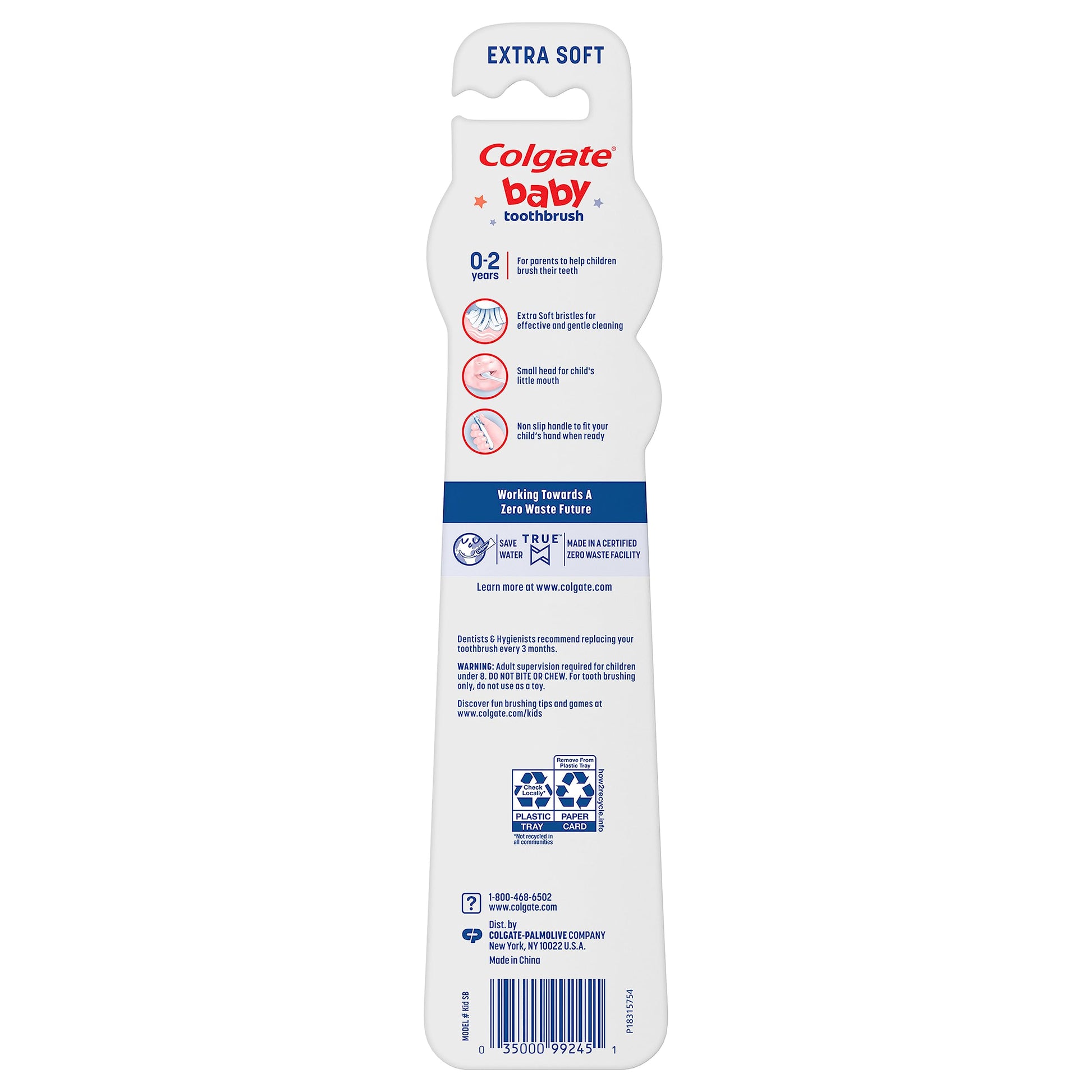 Colgate My First Baby and Toddler Toothbrush, Extra Soft Infant Training Toothbrush, Ages 0-2, 6 Count