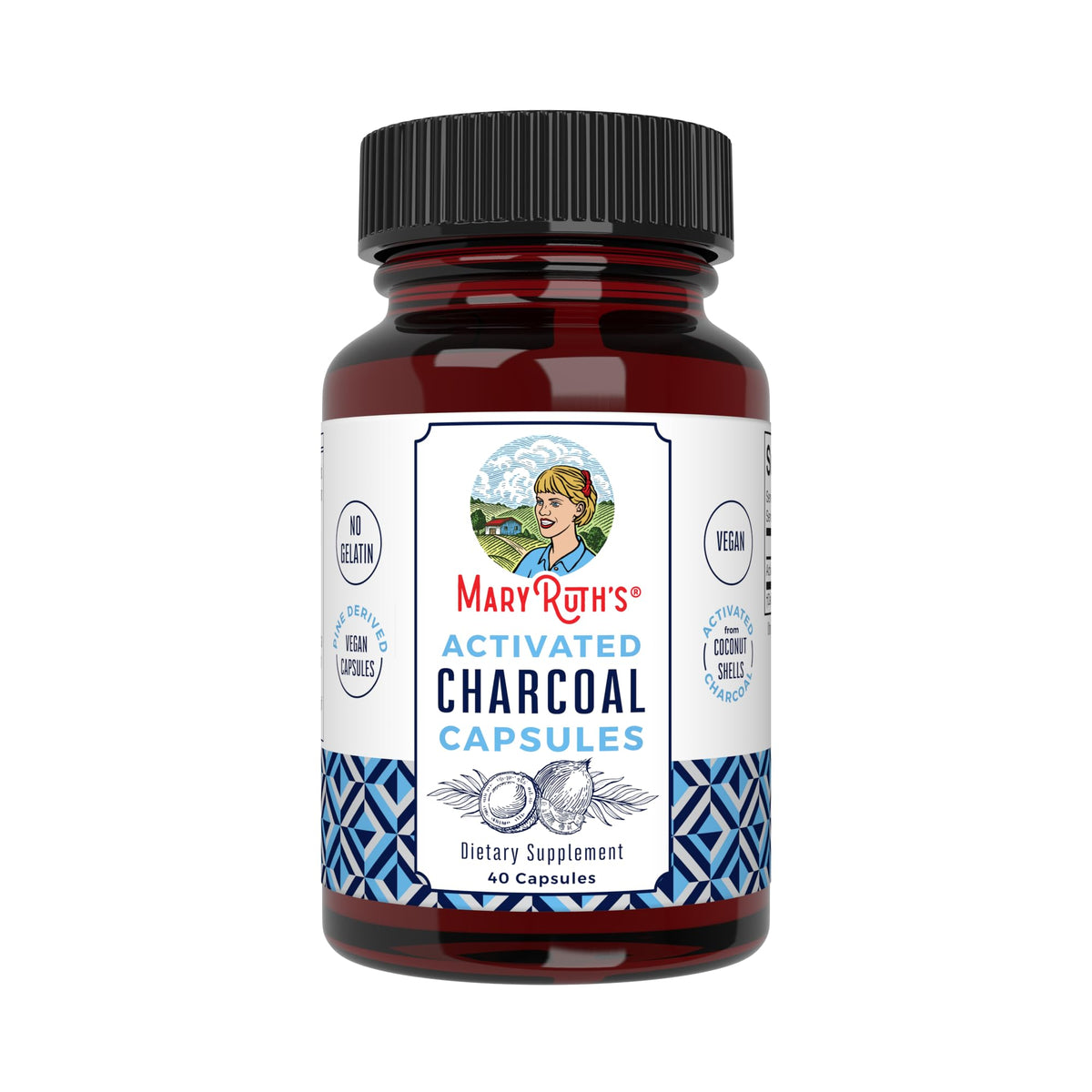 MaryRuth Organics Activated Charcoal Capsules | Substance Adsorption | Derived from Coconut Shells | Vegan Capsules from Pine Trees | Non-GMO | Gluten Free | 40 Count