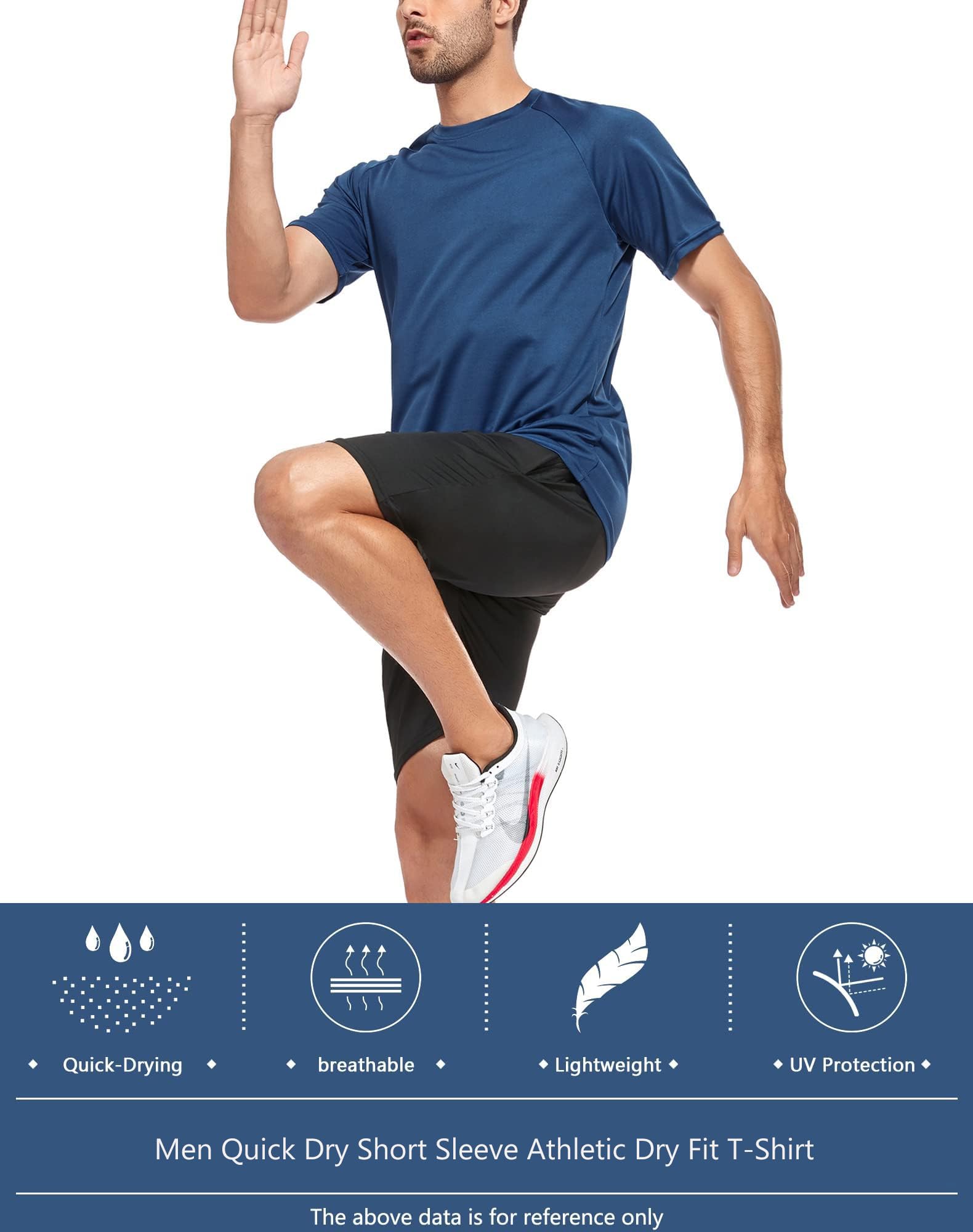 Kinglaman Mesh Workout Shirts for Men Dry Fit Gym Shirts Quick Dry Athletic Short Sleeve Sports T-Shirt Moisture Wicking 1 Black 1 Gray 1 White 1 Blue 1 Green Large