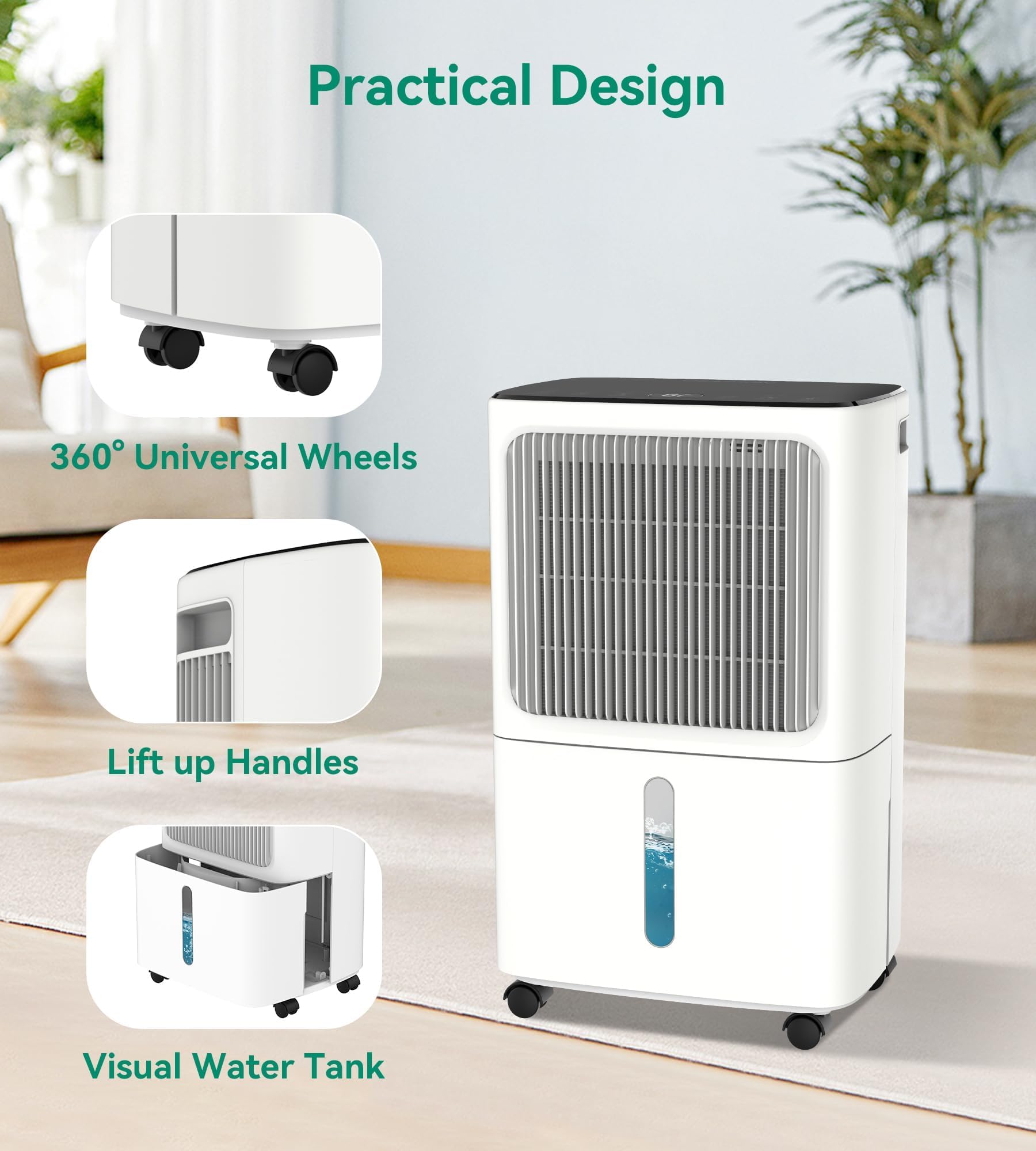 2500 Sq.Ft Dehumidifiers for Home with Drain Hose Max 34 Pints, VEAGASO Dehumidifier for Basement, Large Room, Bathroom, Bedroom, Three Modes, Intelligent Humidity Control, Dry Clothes, 24HR Timer