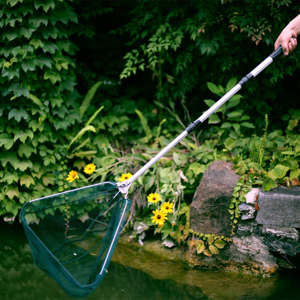 Fishing Landing Net with Telescoping Pole Fishing Net Freshwater Fishing Net for Pond, Handle Full Extended to 50 Inches