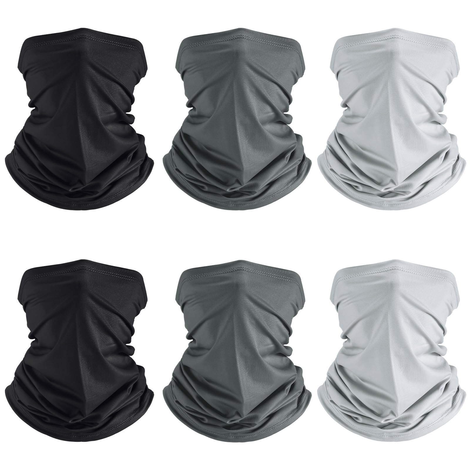 Geyoga 6 Pieces Summer UV Protection Cooling Neck Gaiter Face Clothing Neck Gaiter Mask Scarf Sunscreen Breathable Bandana(Classic Color)