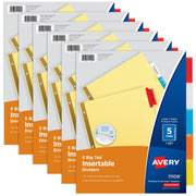 Avery Binder Dividers - 5-Tab Insertable Multicolor Big Tabs for Binders, 6 Sets of Dividers (11109)