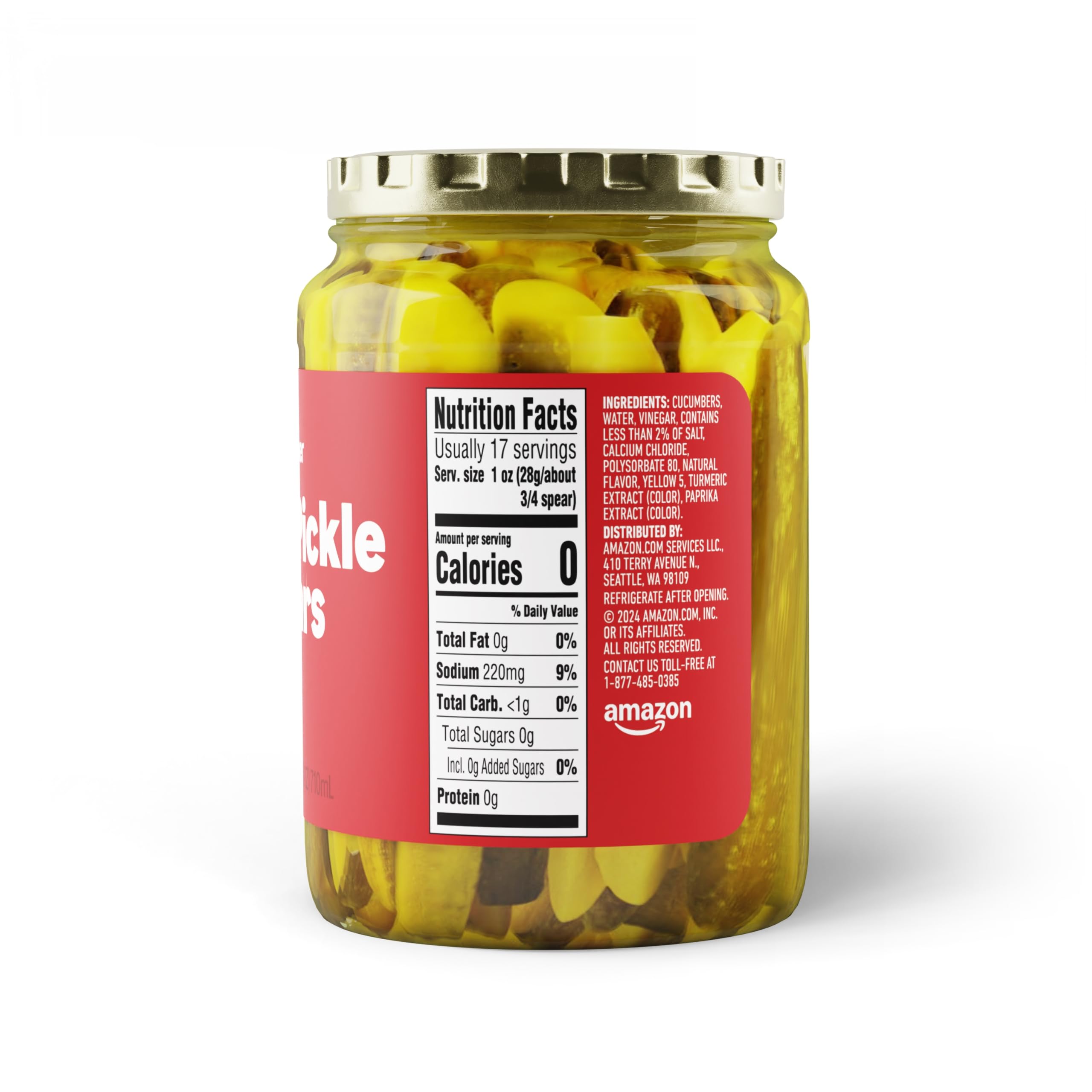 Amazon Saver, Kosher Dill Pickle Spears, 24 Fl Oz (Previously Happy Belly, Packaging May Vary)