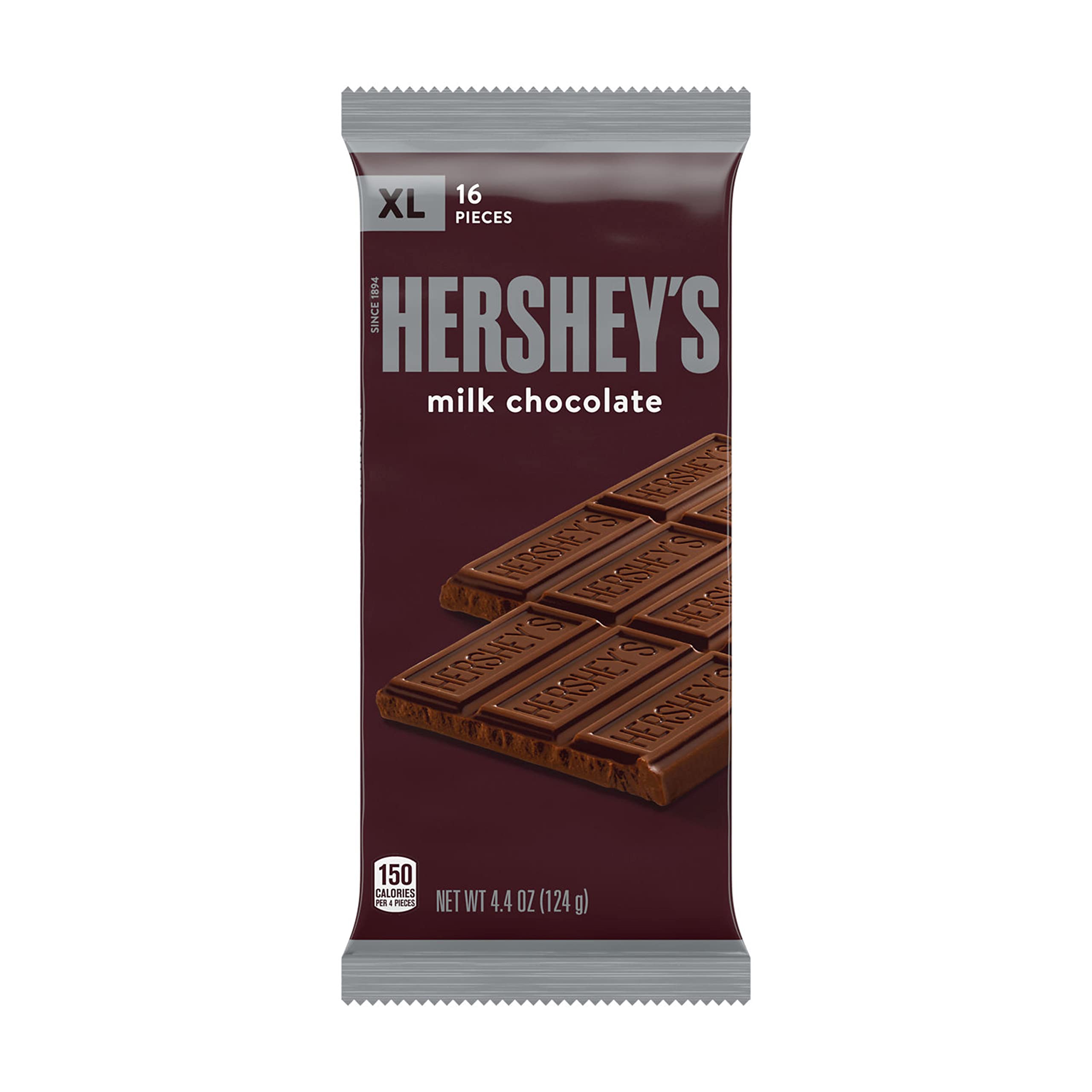HERSHEY'S Milk Chocolate XL, Candy Bars, Halloween Candy, 4.4 oz (12 Count, 16 Pieces)