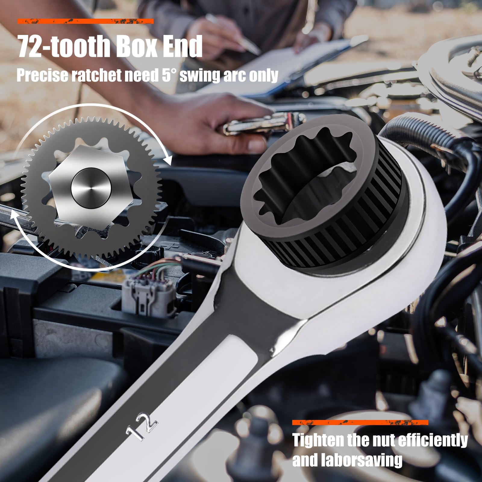 Egofine 10mm Ratchet Wrench, Ratcheting Combination Wrench Metric 10mm Wrench, Industrial Grade Gear Spanner with 12-Point Design, 72-Tooth Ratchet, Chrome Vanadium Steel