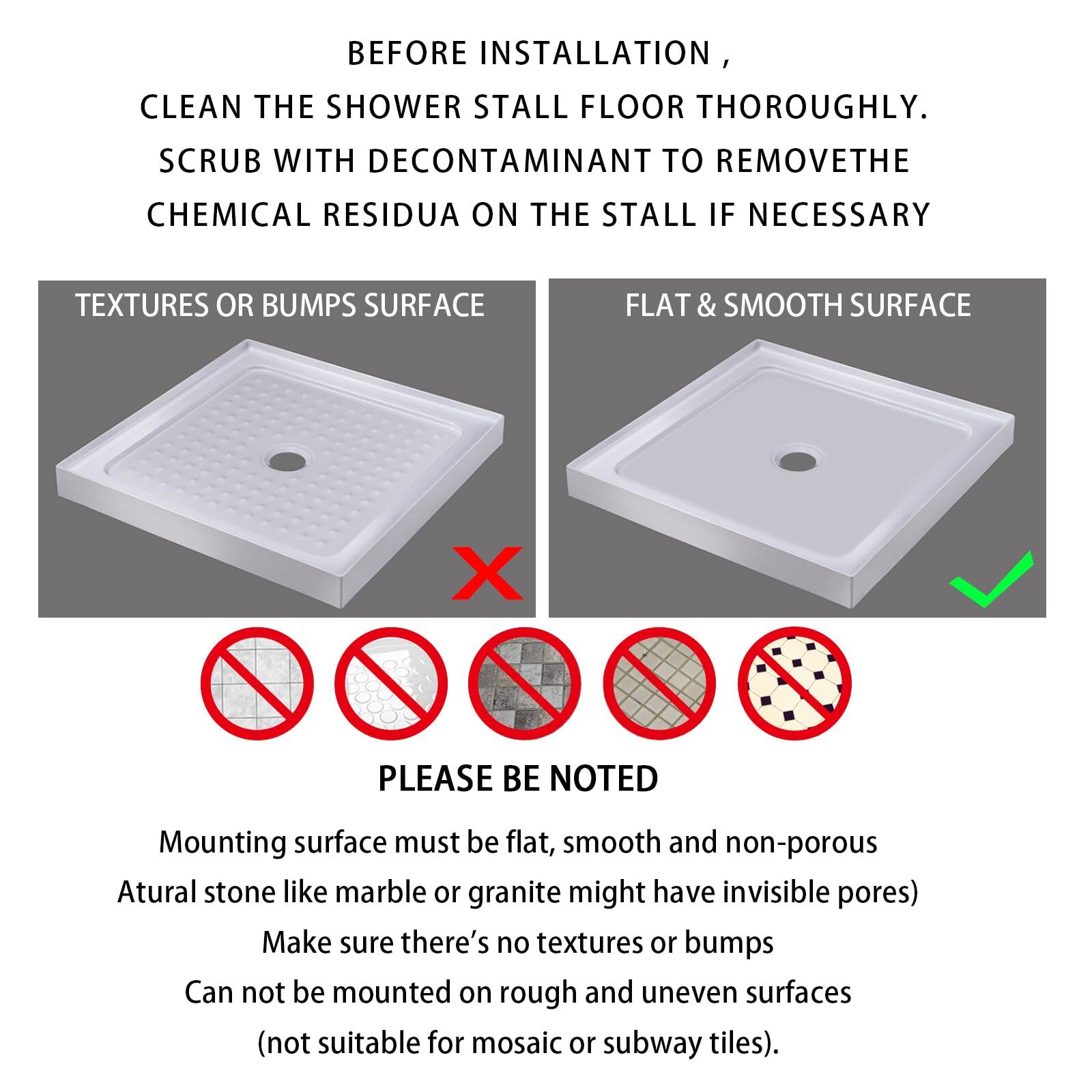 Yimobra Shower Bathtub Mat Non Slip, 21x21 Inch, Soft Square Bath for Tub with Suction Cups and Drain Holes, Stall Floor Mats Bathroom, Machine Washable, Bathroom Accessories, Clear Gray