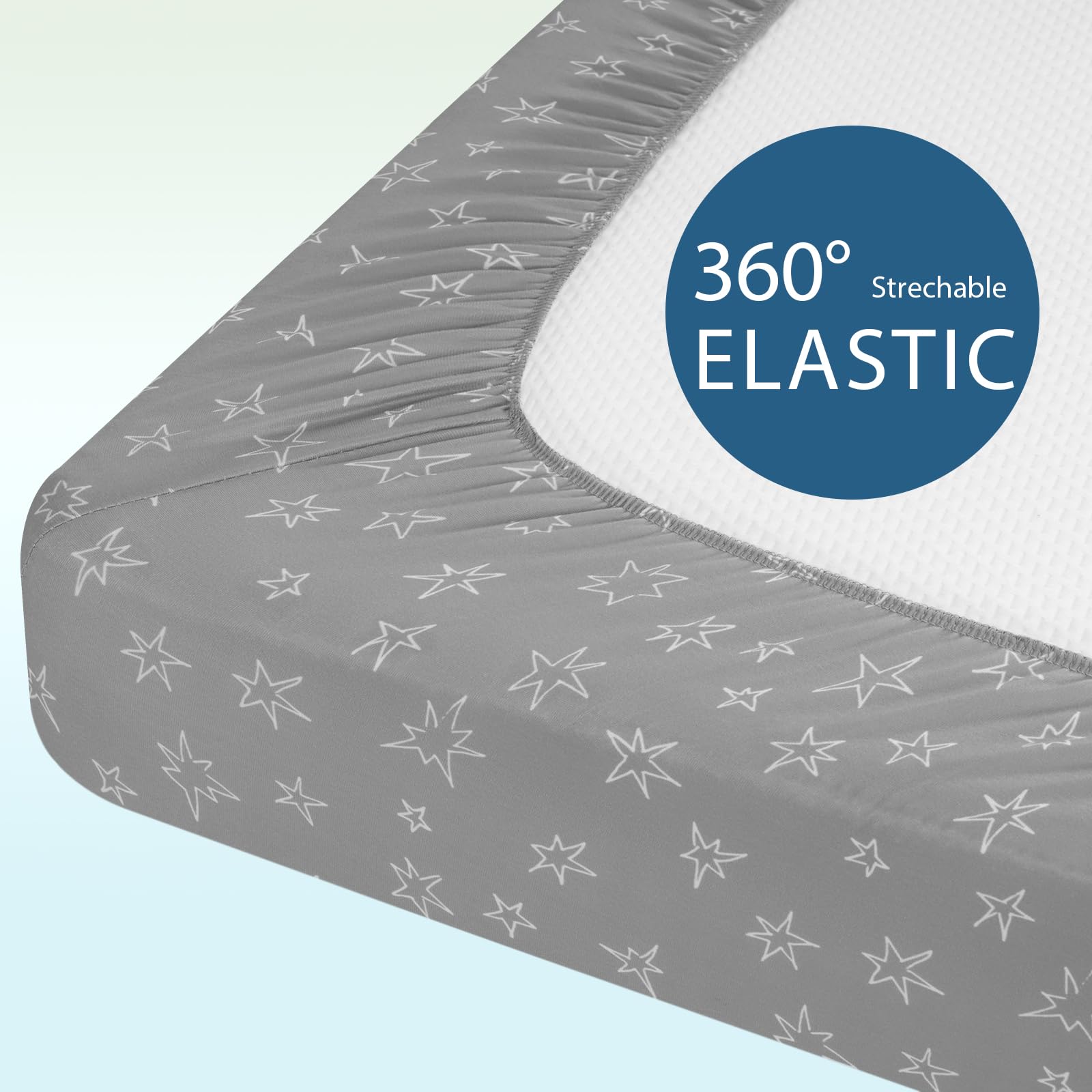 Unnivoll Baby Bassinet Sheets Girl Boy, Fitted Bassinet Sheet Set 3 Pack Bassinet Mattress Sheets Universal Fit for Rectangle, Round, Oval, Hourglass Mattress, Soft Breathable Blue Gray Planet