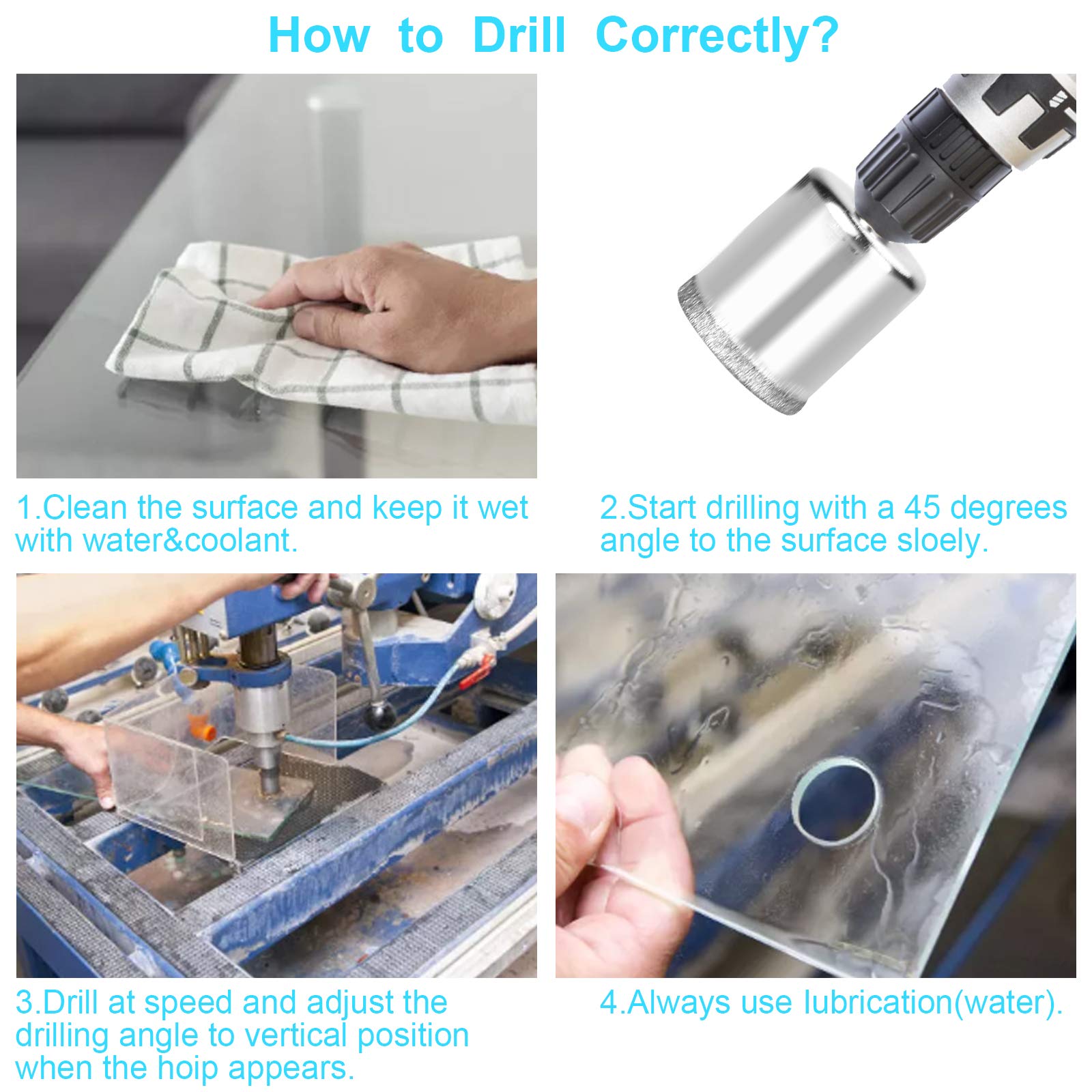15 Pcs Diamond Drill Bits for Ceramic, Diamond Hole Saw Drill Bit Set Kit, Premium Glass Drill Bit for Bottles,Pots, Marble, Granite Stone, Tile Cutting 0.23 Inch - 2 Inch（6mm - 50mm） YLYL