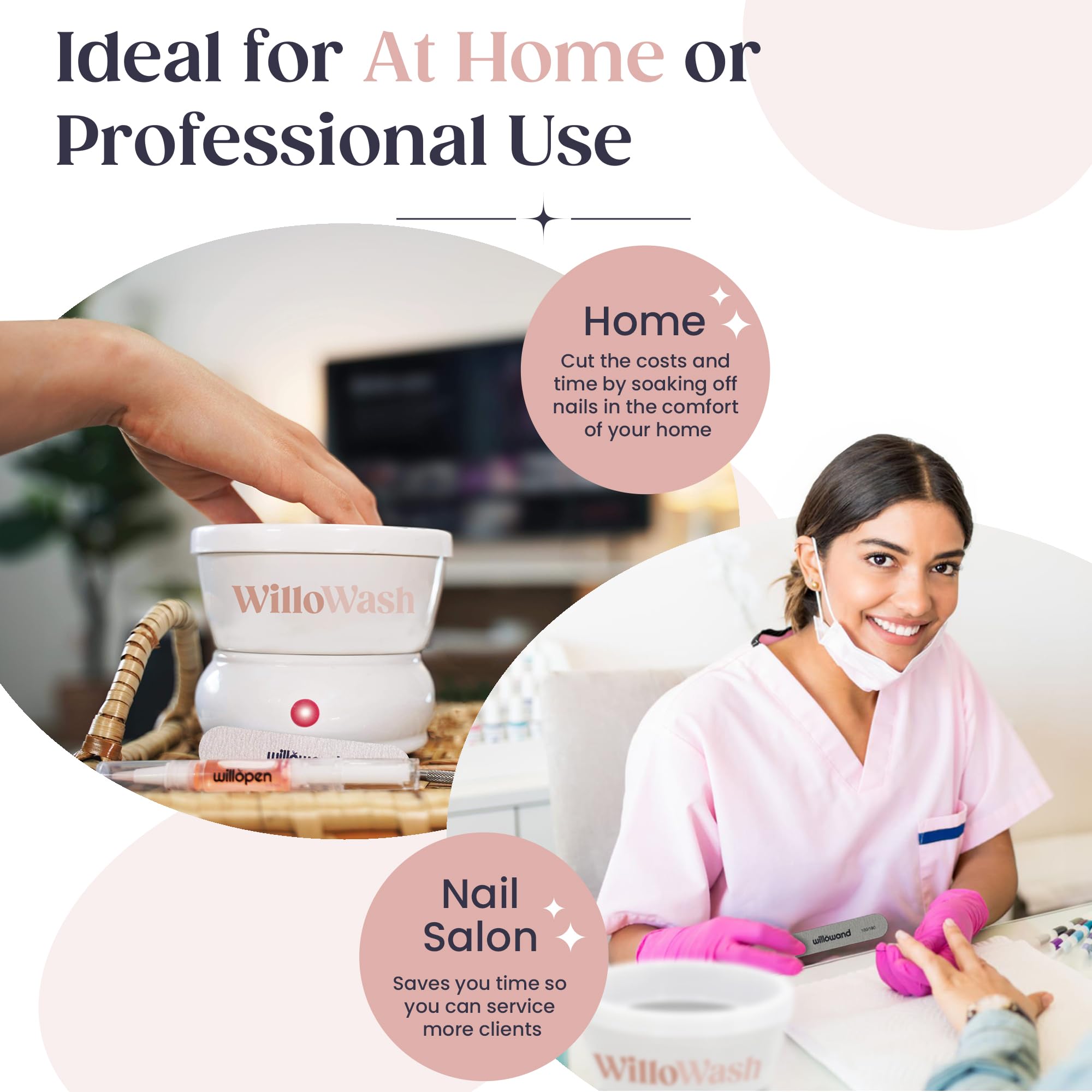 Willowash Electric Nail Soaking Bowl, Acetone-Proof Acrylic Remover Kit, Dip Powder Remover for Home Use, Heats for 50% Faster Removal