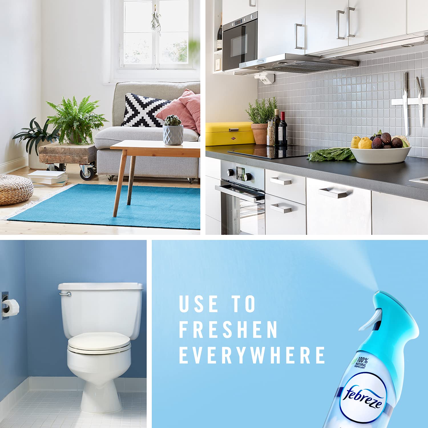 Febreze Air Mist Air Freshener Spray, Odor-Fighting Room Spray, Air Fresheners for Home and Bathroom and Kitchen, Aerosol Can, Heavy Duty Crisp Clean Scent, 8.8oz, 3 Count