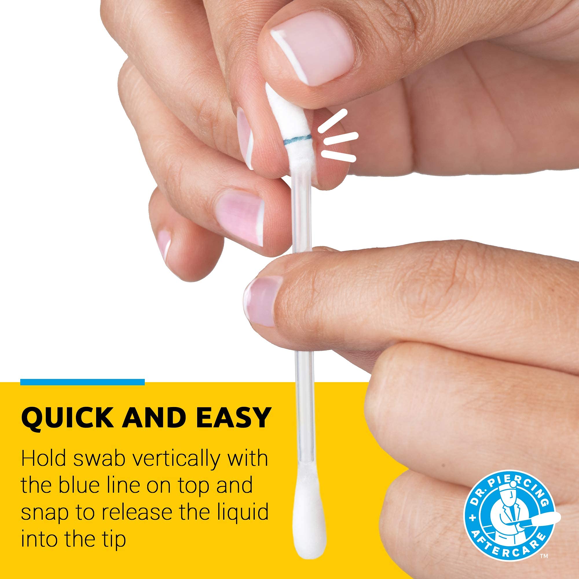 Dr. Piercing Aftercare Swabs – Piercing Bump Saline Solution for Cleansing Earring, Nose, Belly, and Ear Piercings – Gentle Saline Wash for a Refreshing Experience – 36 Easy-to-Use Swabs (1-Pack)