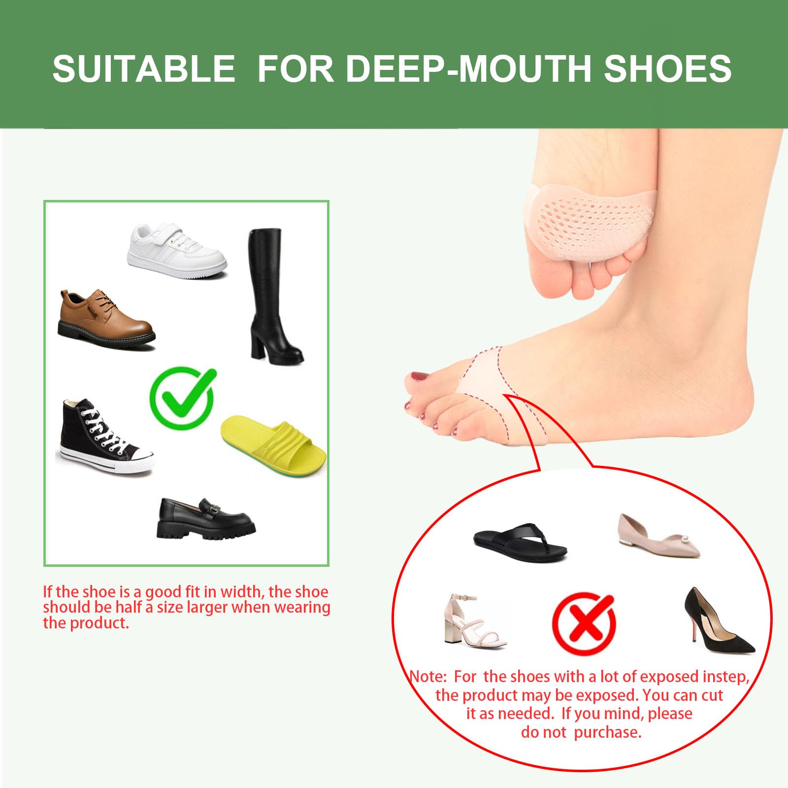 Hoogoo Toe Pads Ball of Toe Cushions Metatarsal Pads Ball of Foot Pads Callus Foot Pain Relief Bunion Forefoot Cushioning Relief Women