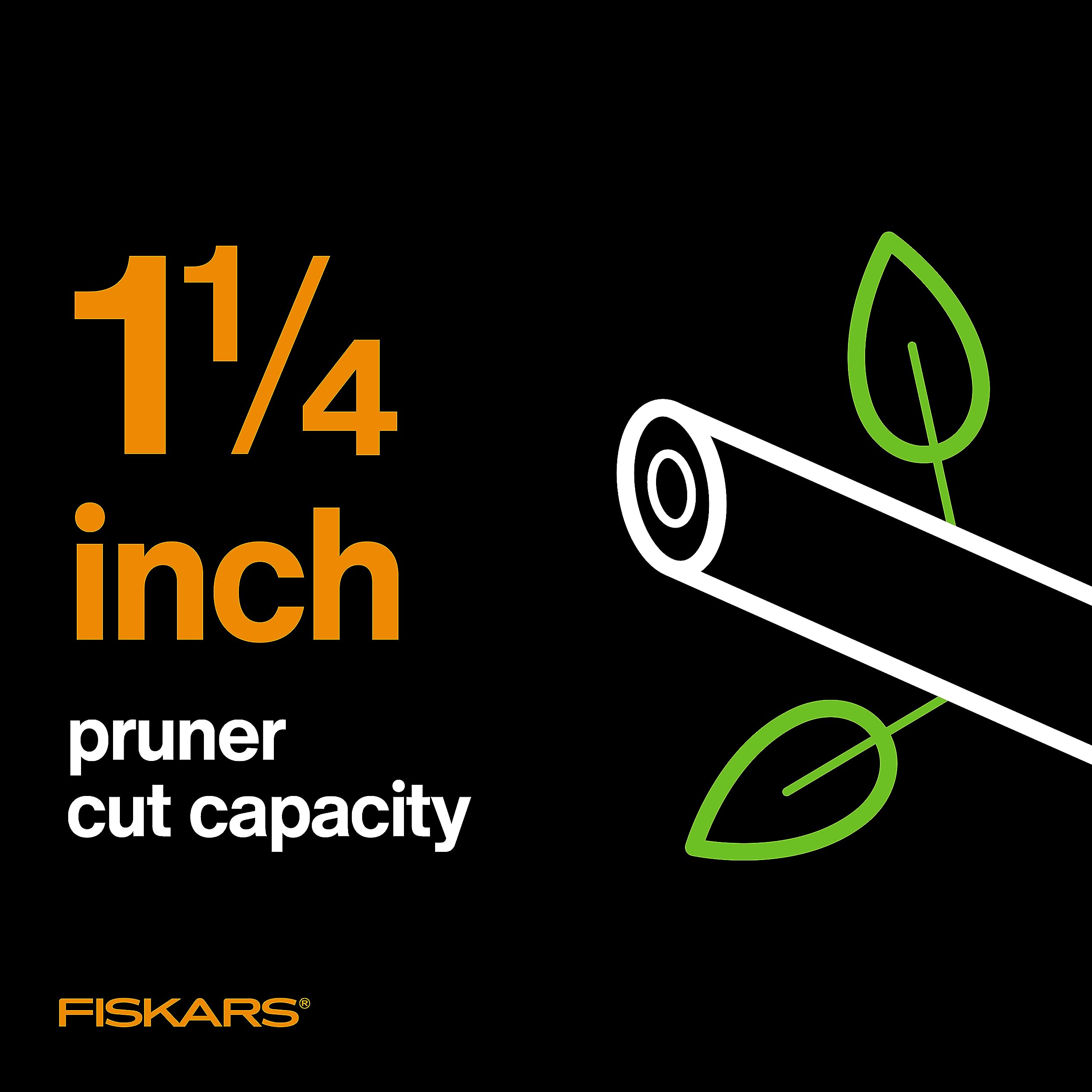Fiskars 2-in-1 Extendable Tree Pruner and Pole Saw (Extends 7.9 - 12 feet) with Rotating Head, Pruning Stik Model with15-Inch Double-Grind Saw Blade, and Double Locking System