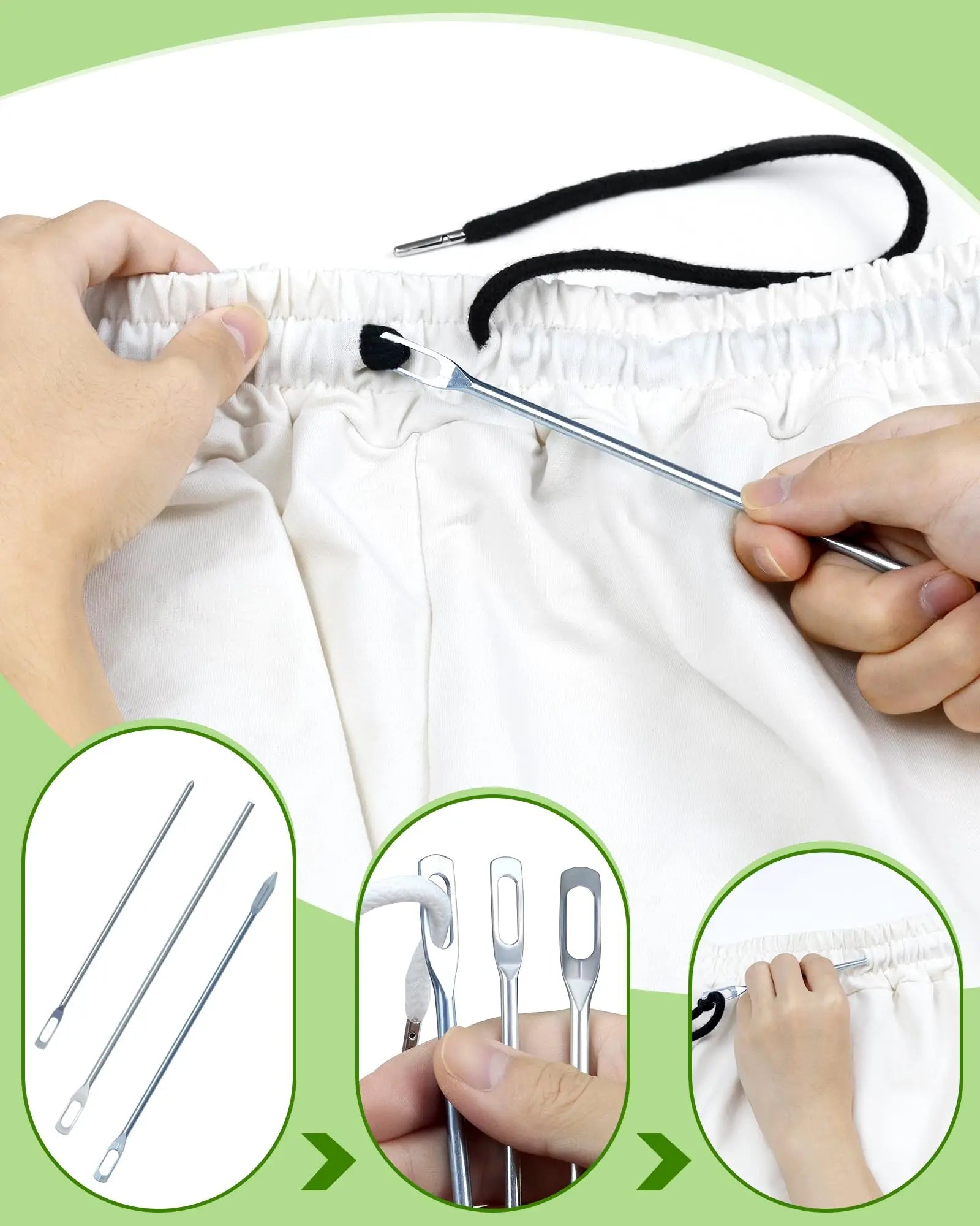 FIVEIZERO Drawstring Threader Tool Set - Loop Turner Sewing Tool for Easy Hoodie, Jacket, and Pants Threading, Bodkin Sewing Tool for Drawstrings and Cords