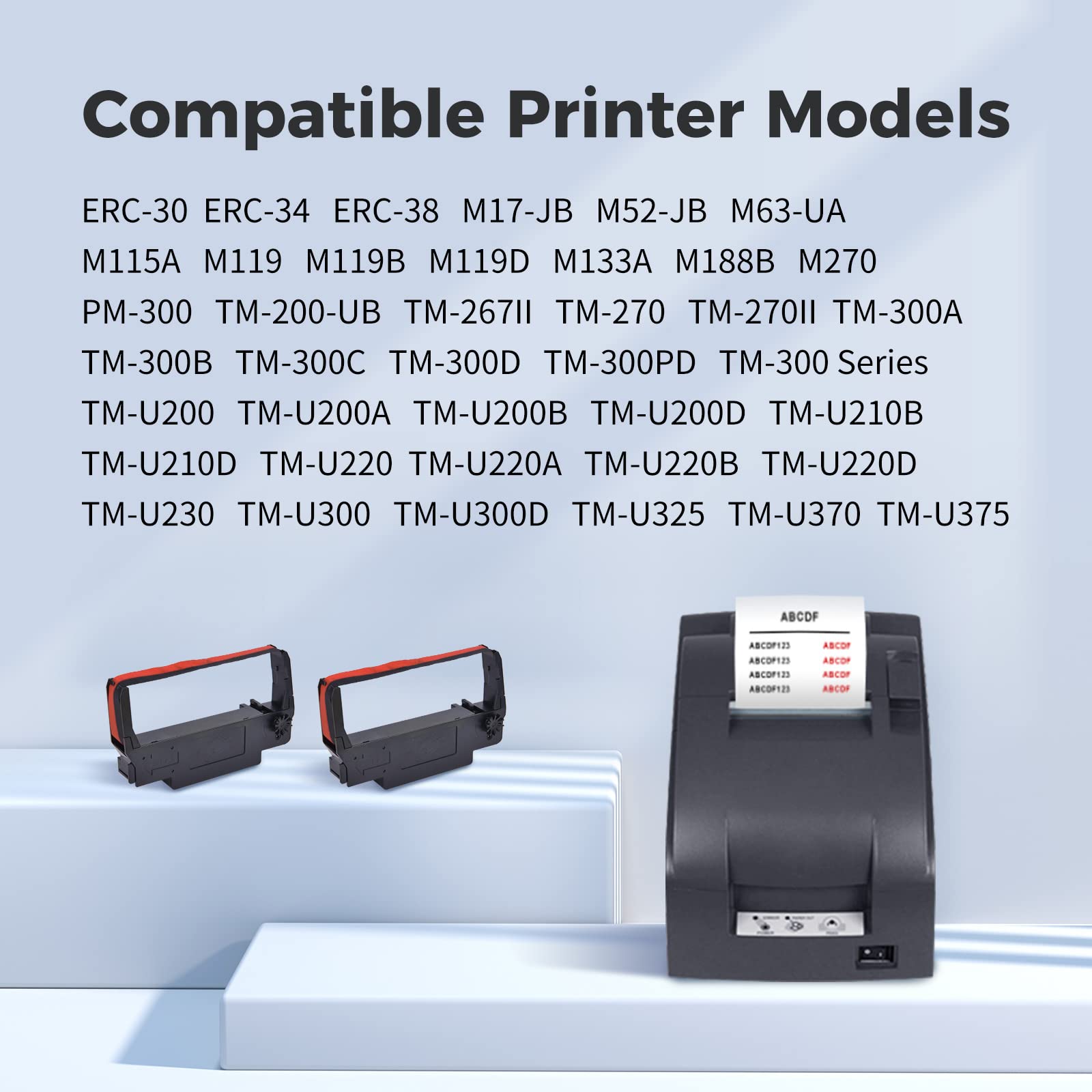 myCartridge 24 Pack ERC30 ERC-30 ERC 30 34 38 B/R Compatible with Ribbon Cartridge Used with Epson ERC30/ERC34/ERC38,TM-U220,Bixolon GRC-220BR,M188B,BTP-M300 Printer (Black and Red)