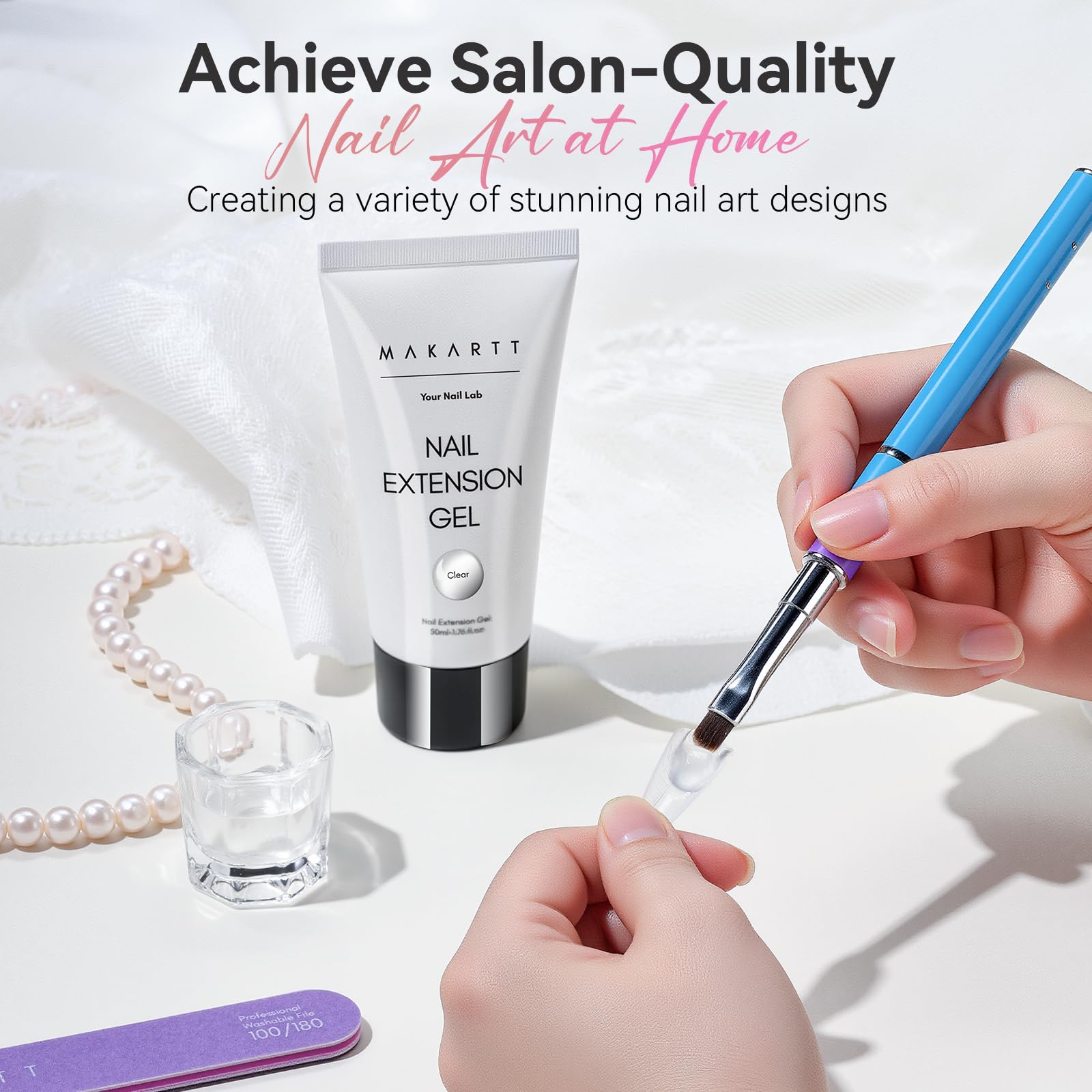 Makartt Poly Nail Gel: Clear 50ML Gel Builder for Natural-Looking Strengthener 3D Molding Gel for Trendy Nail Art-Long-Lasting and Easy to Use Supplies