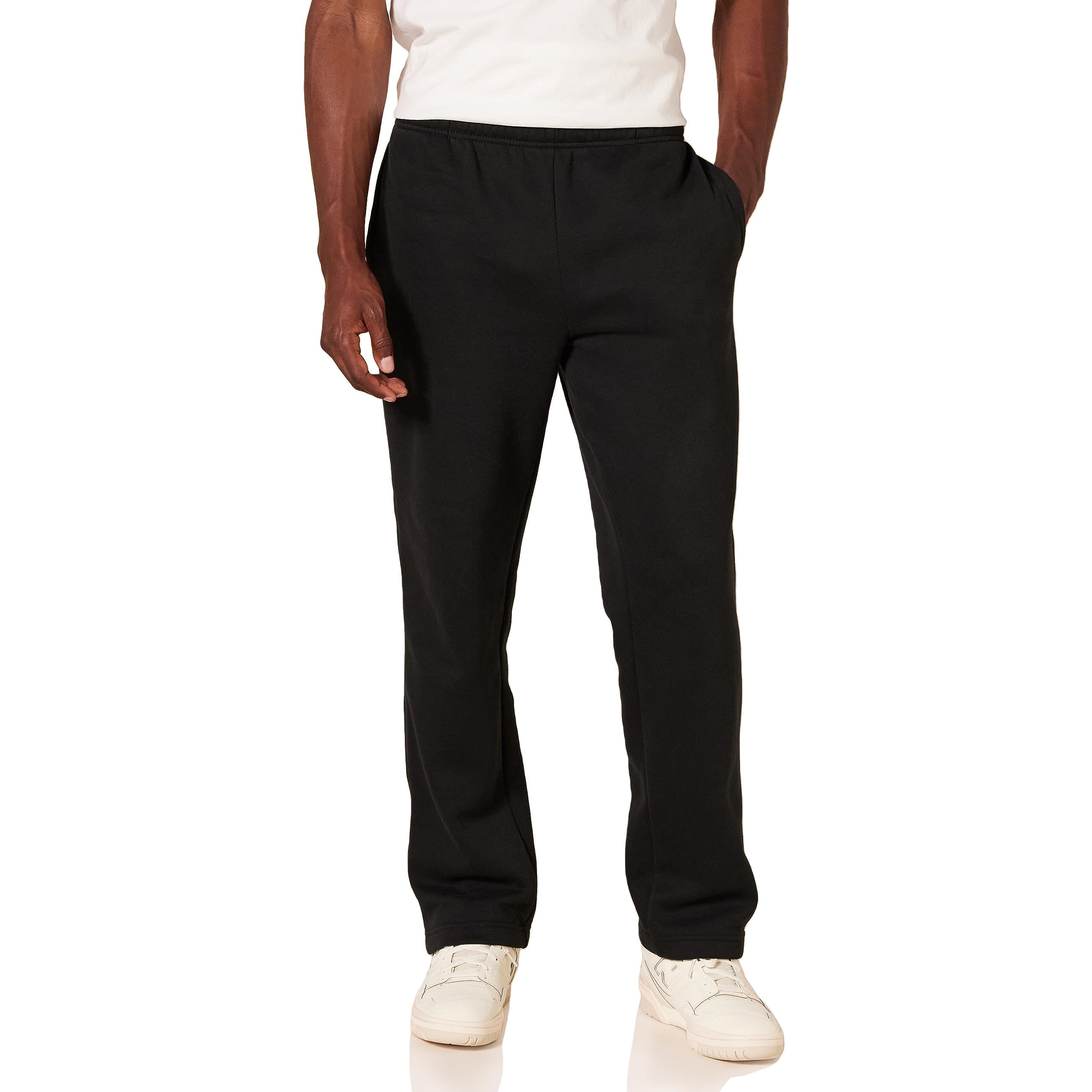 Essentials Men's Fleece Open Bottom Sweatpant (Available in Big & Tall), Black, Medium