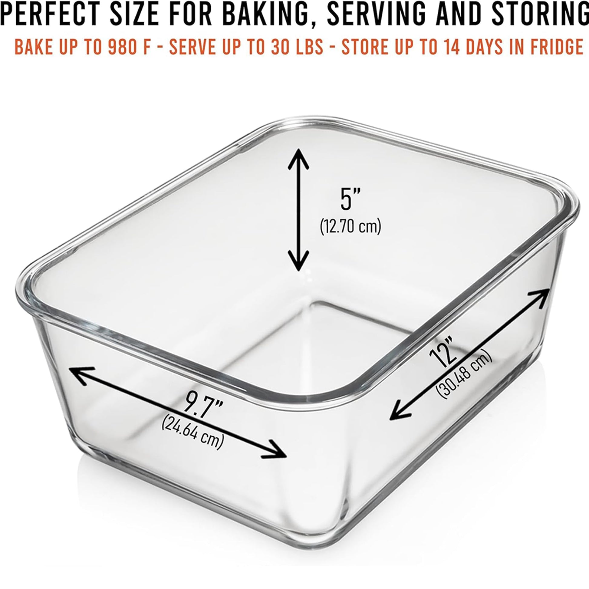6500 ML / 220 oz / 28 Cup LARGE Glass Food Storage Container with Airtight Locking Lid. Ideal Storing food, Vegetables, Fruits. Baking Casserole, Lasagna, Roasting Turkey, Chicken BPA Free Oven Safe