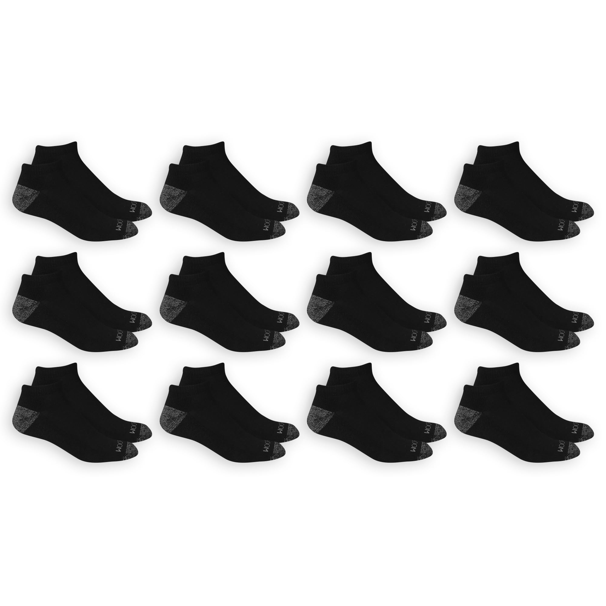 Fruit of the Loom Men's Dual Defense Low Cut Socks (12 Pack), Black, Medium (6 - 12)