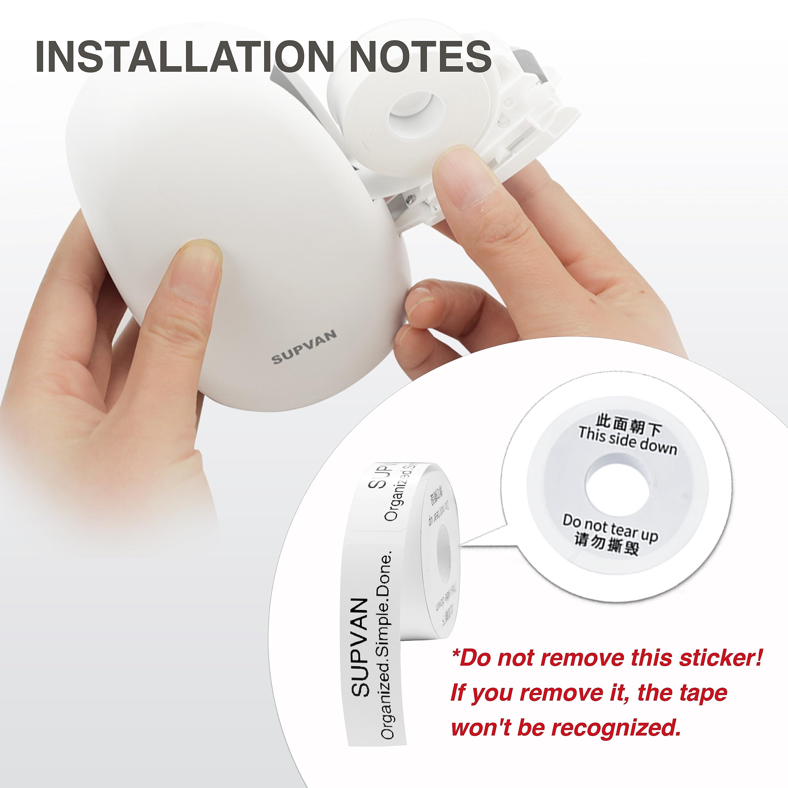 Label Maker Tape SUPVAN E10 Adapted Label Print Paper Refill Size 2 Packs Continous 0.59inx19.68ft Thermal Laminated Waterproof Self-Adhesive Multipurpose Labeling Tape Replacement