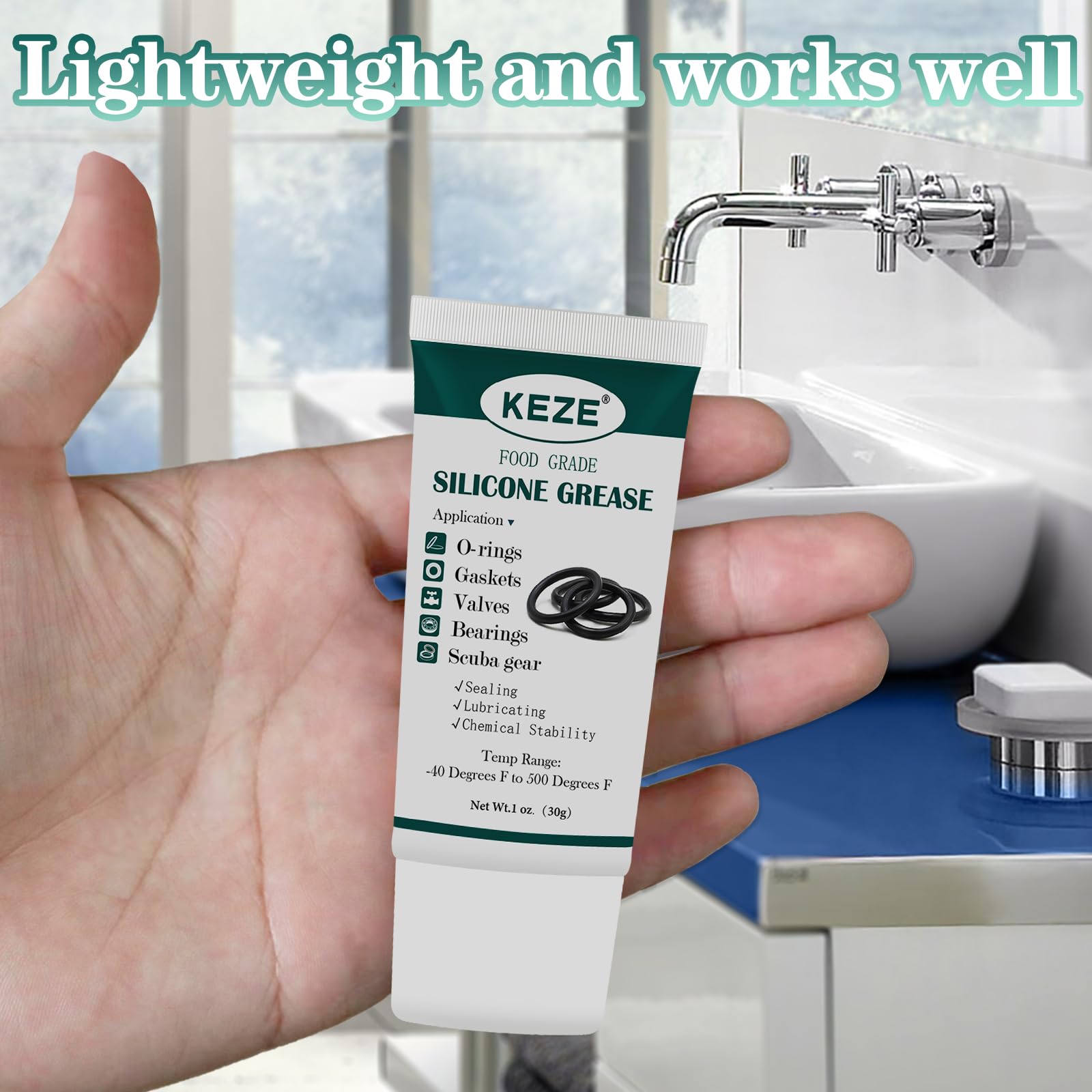 KEZE Waterproof Food Grade Silicone Lubricant Plumbers Grease for Valve Sealant Faucet Pool Lube O Rings Filter 1 oz 1-Pack