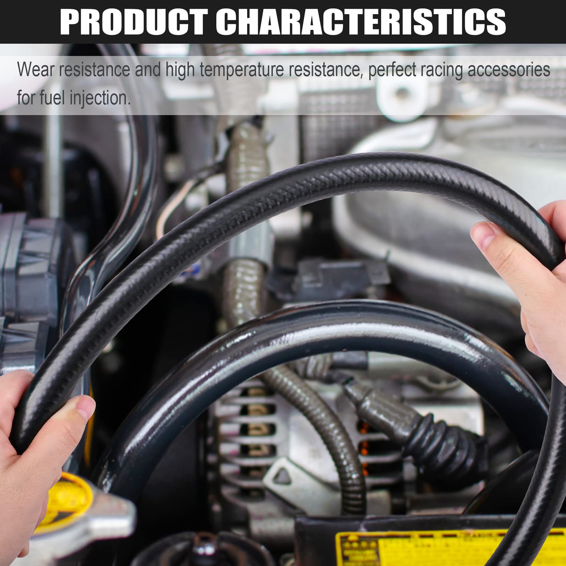 3/8 Inch (10mm) ID Fuel Line Hose 10FT NBR Rubber Push Lock Hose High Pressure 300PSI for Automotive Fuel Systems Engines