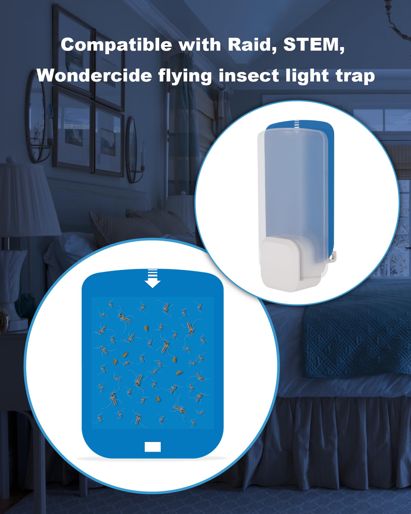 Shootingstar 10 Pcs Refill for Stem Bug Light Trap, Replacement Sticky Pads Compatible with Raid Essentials Flying Insect Light Trap Plug in