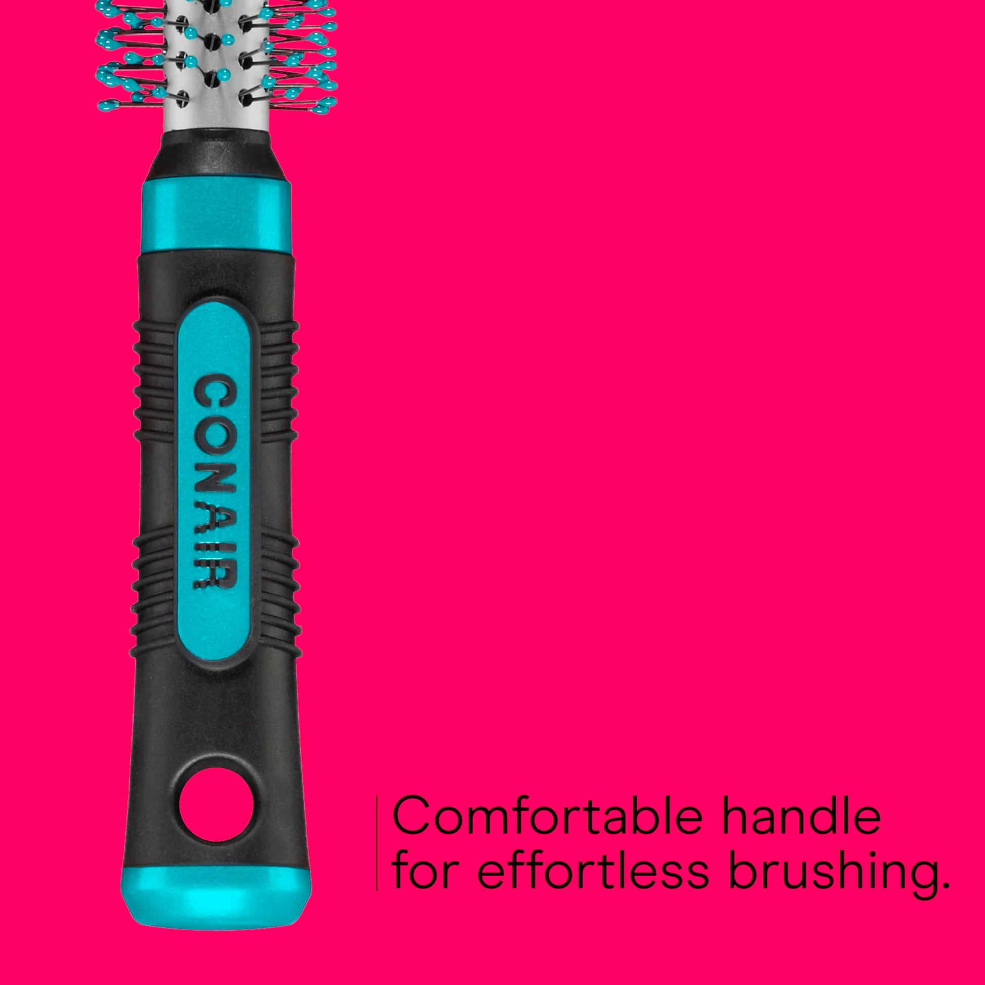 Conair Metal Round Hairbrush - Hair brush for blow out with Metal barrel and Nylon bristles - Adds body and fullness - Perfect for short hair and home hair stylists