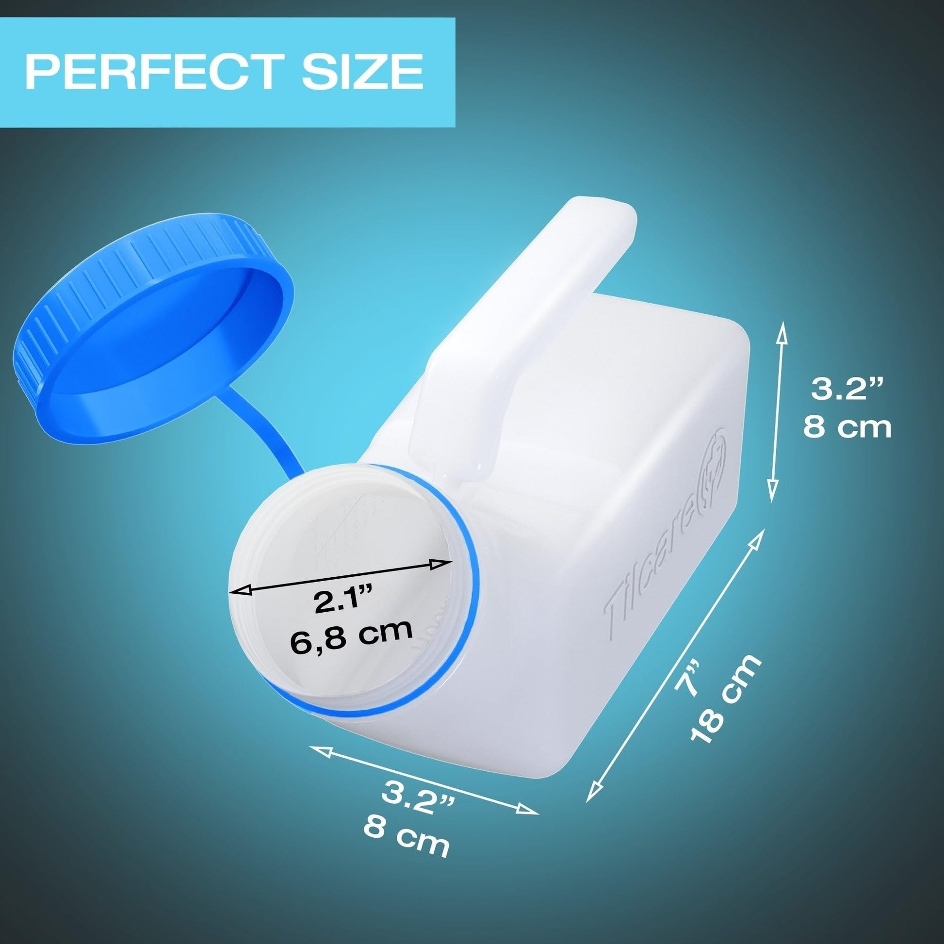 Urinals for Men Glow in The Dark Lid by Tilcare (1 Pack) - 32oz/1000mL Thick Plastic Mens Bedpan Bottle with Screw-on Lid - Spill Proof Portable Pee Bottles - Travel Urine Collection Containers