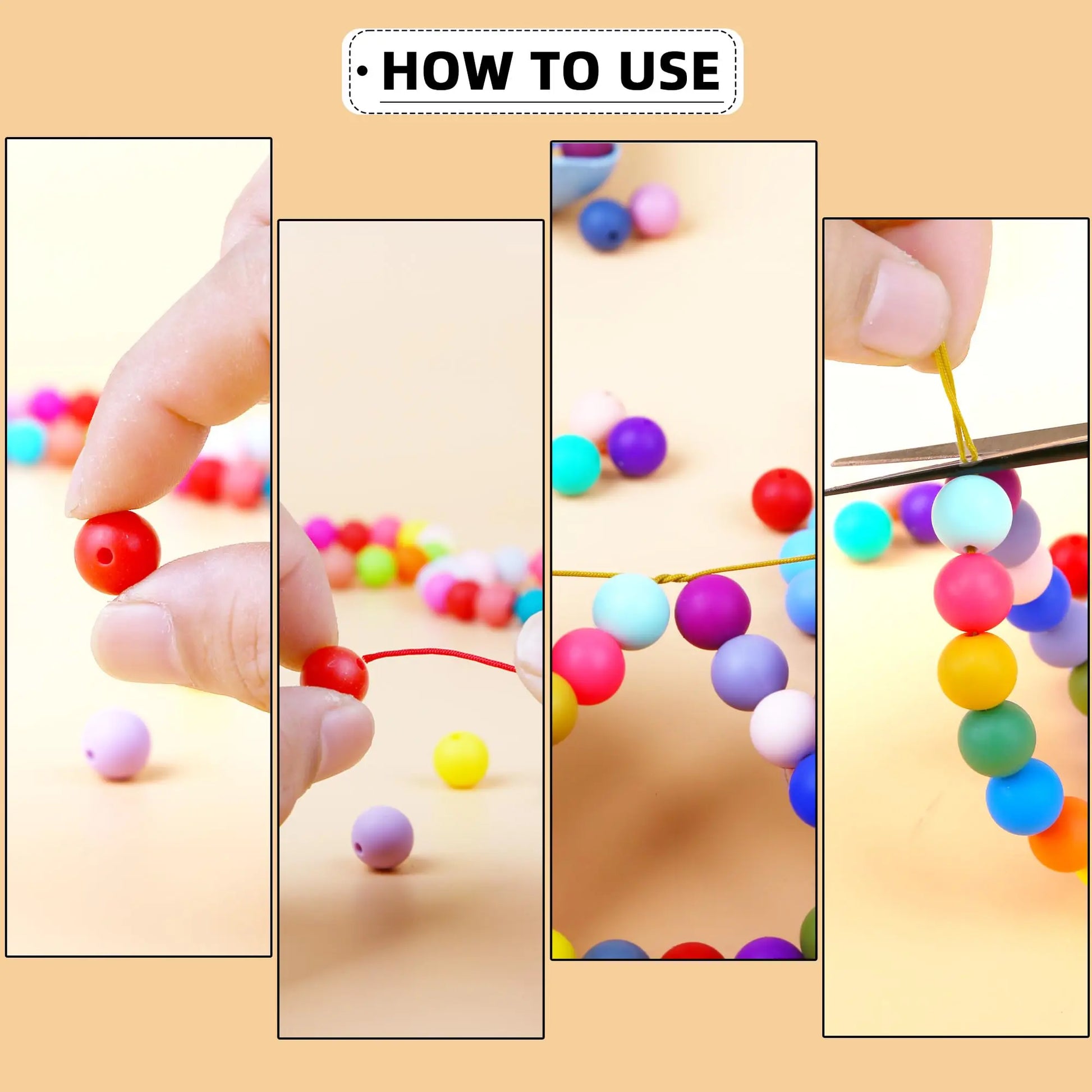 CFKEMZY 300pcs Silicone Beads for Keychain Making Kit 60 Colors Focal Beads Rubber Round Beads Mixed Color Silicone Beads Bulk for Pens, DIY Keychain,Necklace Bracelet Making Kit, Jewelry,Art Crafts