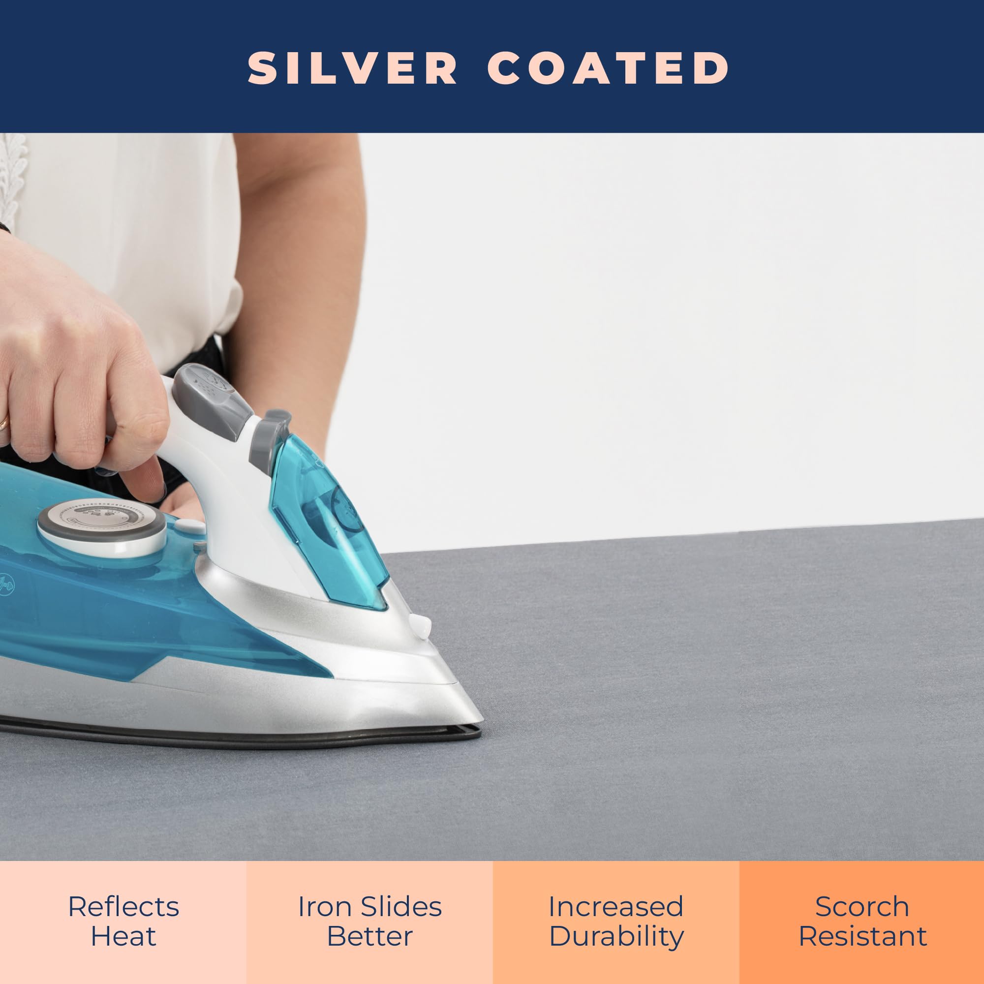 Ironing Board Cover and Pad Extra Thick Heavy Duty Padded 4 Layers, Silver Coated Ironing Board Cover, Non Stick Scorch and Stain Resistant Standard Size 15x54 Inch with Elasticized Edges