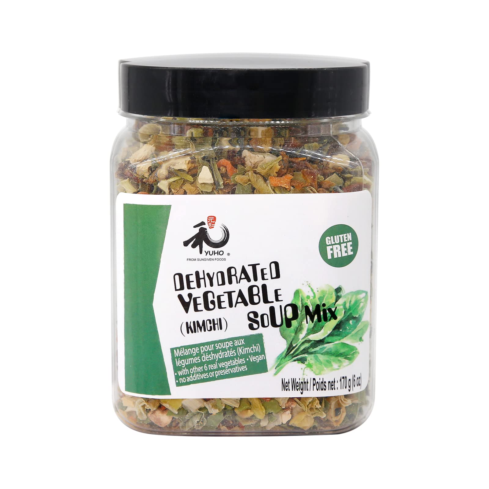 YUHO Ramen Toppings Dehydrated Dried Kimchi Vegetable Flakes All Natural Gluten Free & Allergen Free 6 OZ