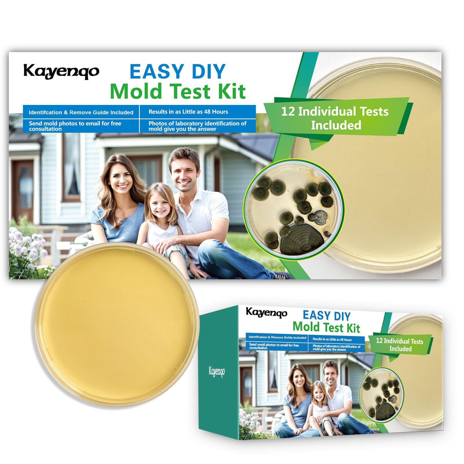 Mold Test Kit for Home - 12 Simple Detection Tests,Test HVAC System,Home Surfaces,& Indoor Air Quality Testing Kits,DIY Mold Detector at Home,Includes Detailed Mold Identification Guide,air Tester