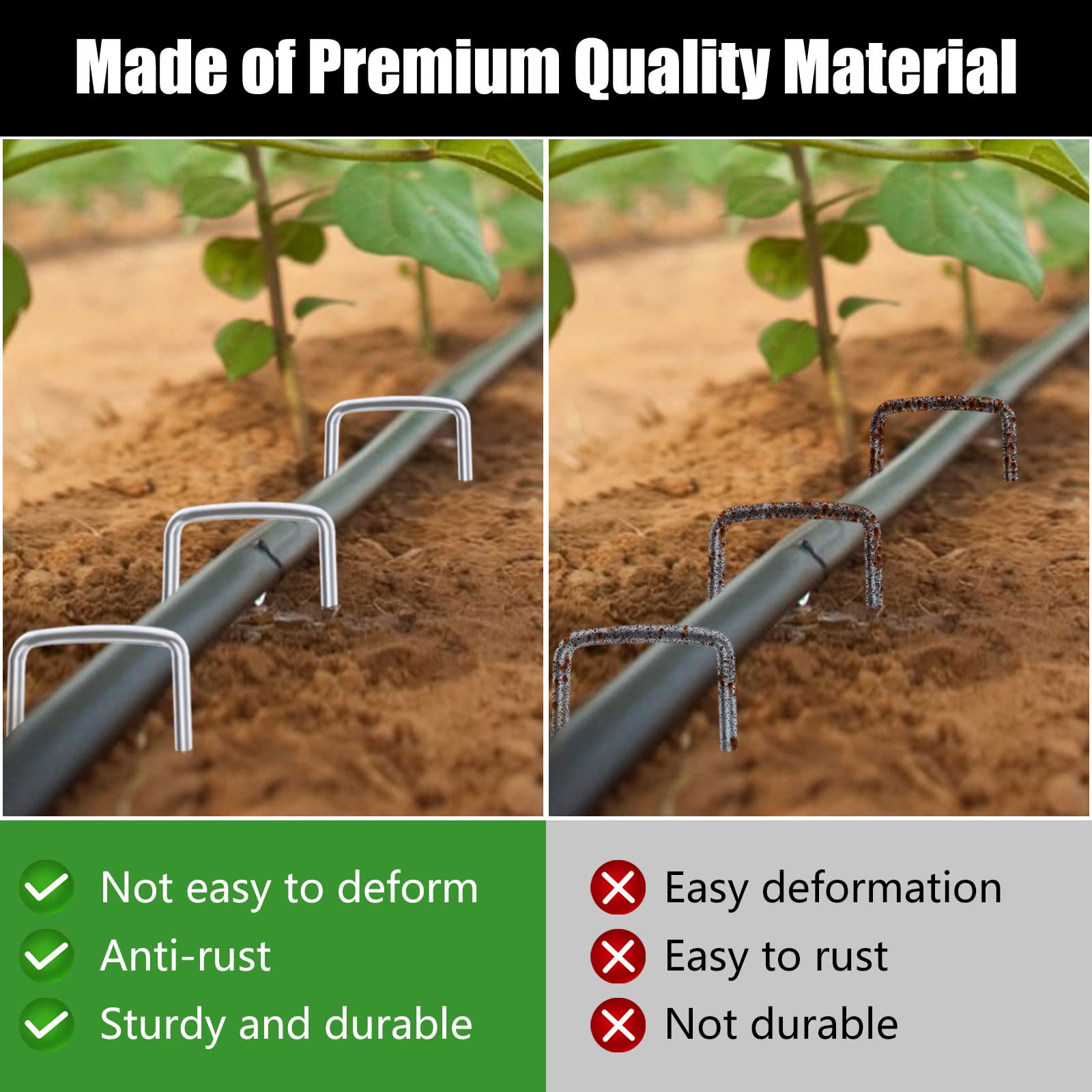 FEED GARDEN 6 Inch 50 Pack Hot-dip Galvanized Landscape Staples Plant Cover Stakes 11 Gauge Tent Stakes Garden Stakes Landscaping Fabric SOD Pins Yard Stakes for Decoration Weed Barrier Fabric