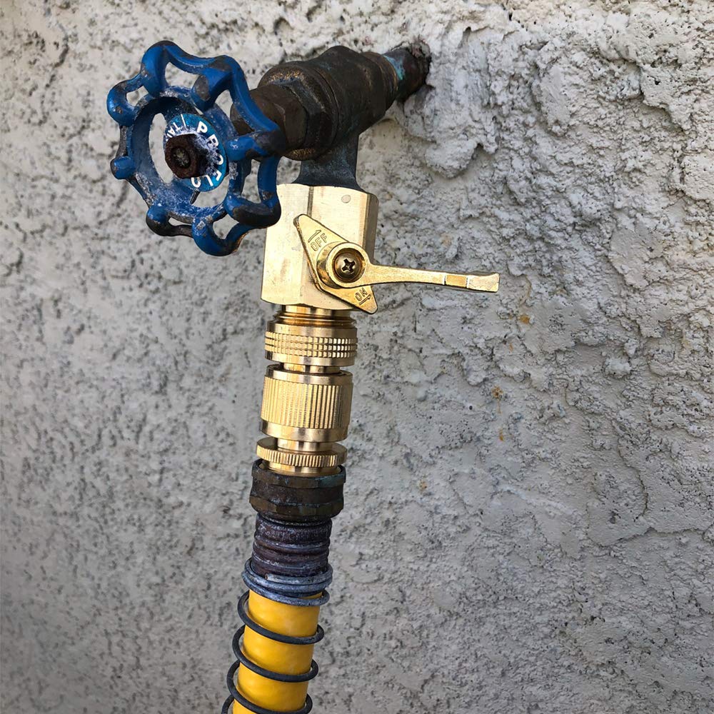 HQMPC Garden Hose Quick Connect Solid Brass Quick Connector Garden Hose Fitting Water Hose Connectors 3/4 inch GHT (2SETS)