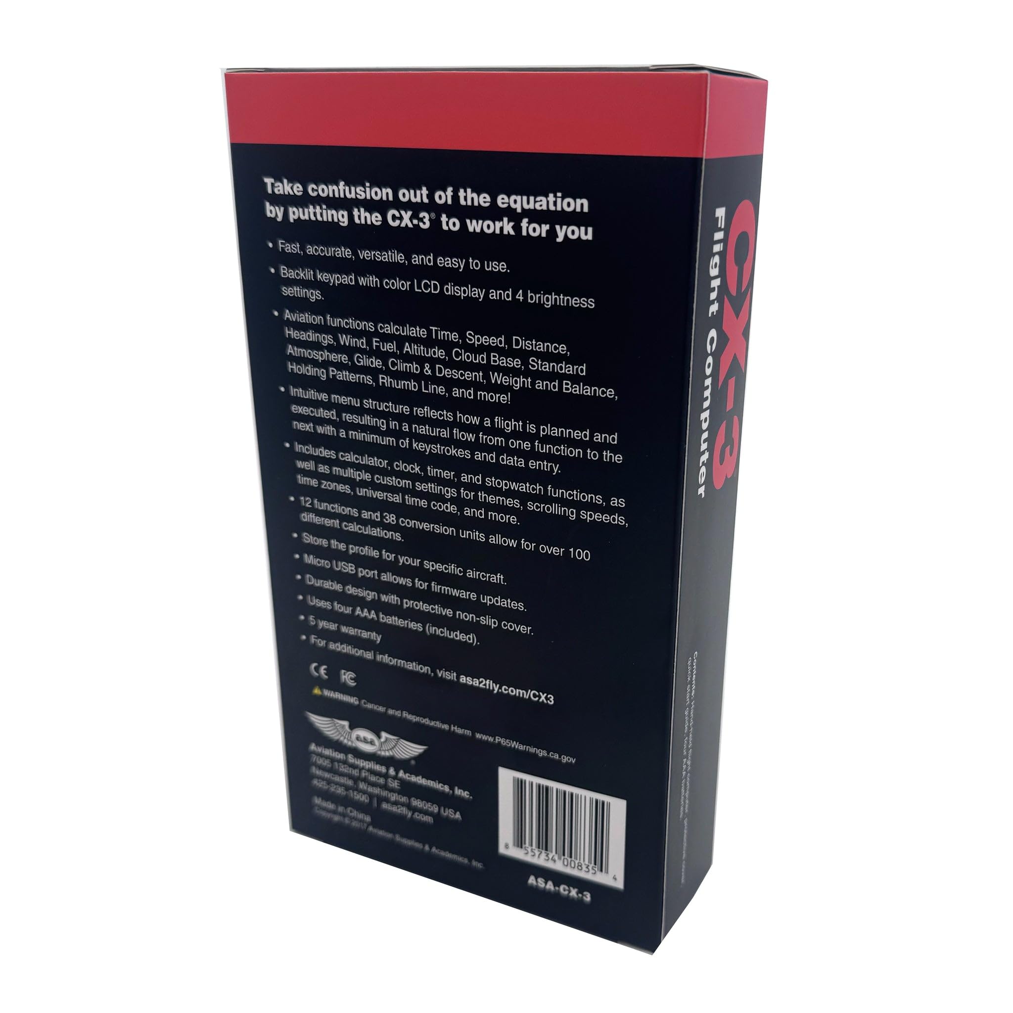 ASA CX-3 Flight Computer – Advanced Electronic E6B for Accurate Flight Planning and FAA Exam Preparation