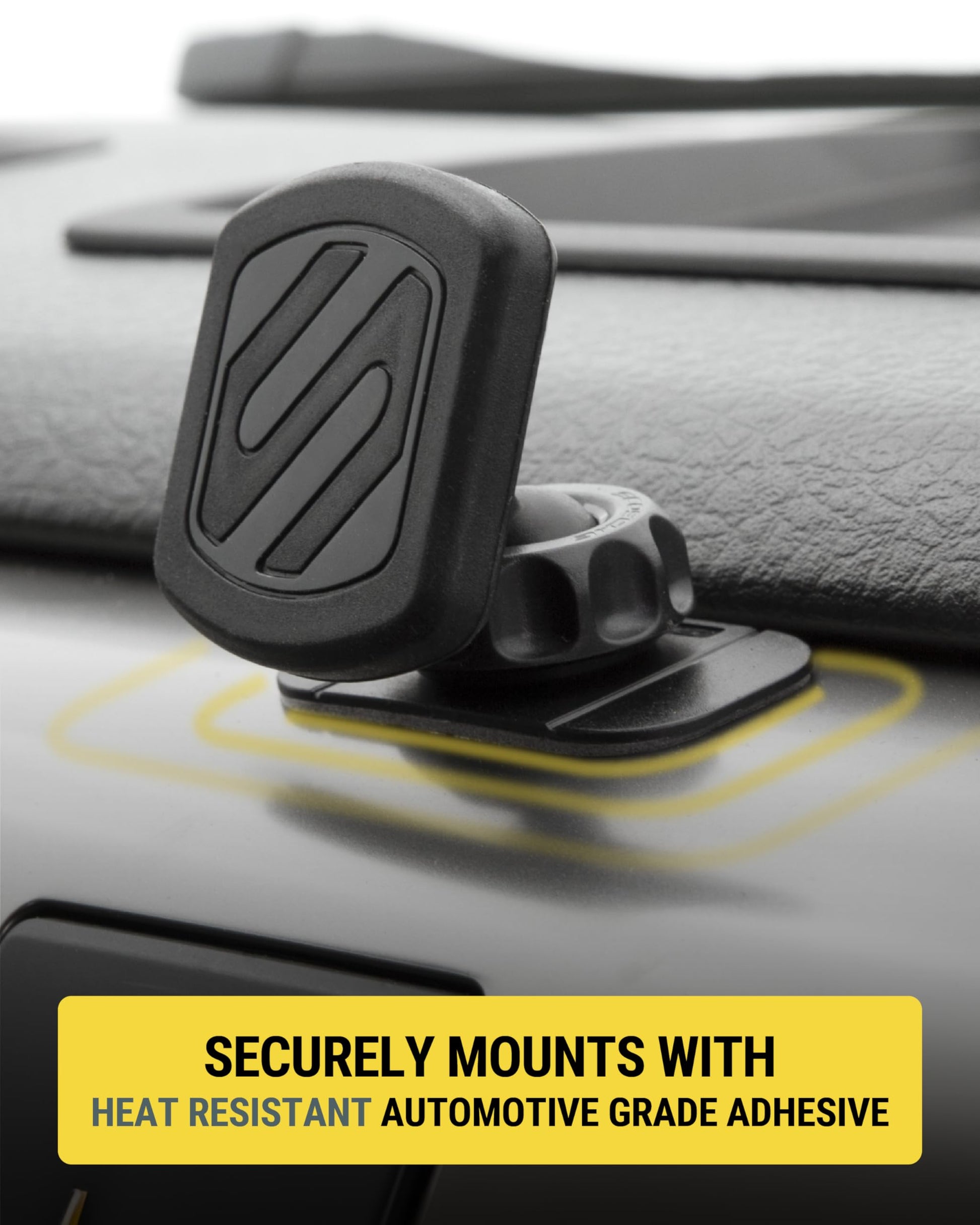 Scosche Magnetic Phone Holder for Car Dashboard with Extra Strong Magnet, Thick Metal Plate & 360° Rotation, Secure Cell Phone Car Mount for Large Phones Compatible with iPhone, Samsung, Not MagSafe