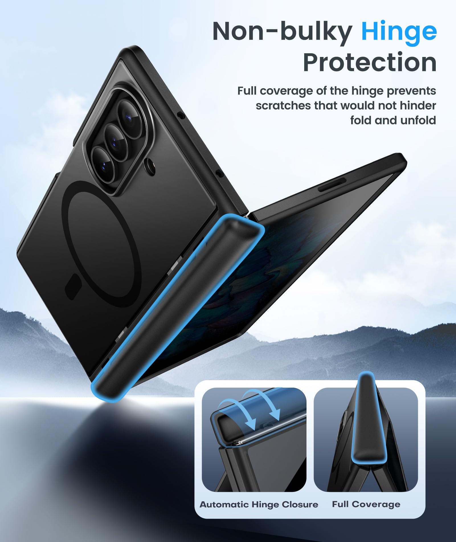 BERFY for Samsung Galaxy Z Fold 7 Case with Privacy Screen Protector, [Compatible with MagSafe][Anti Spy] Built-in Hidden Kickstand, Full-Body Shockproof Slim Phone Case for Z Fold 7, Black