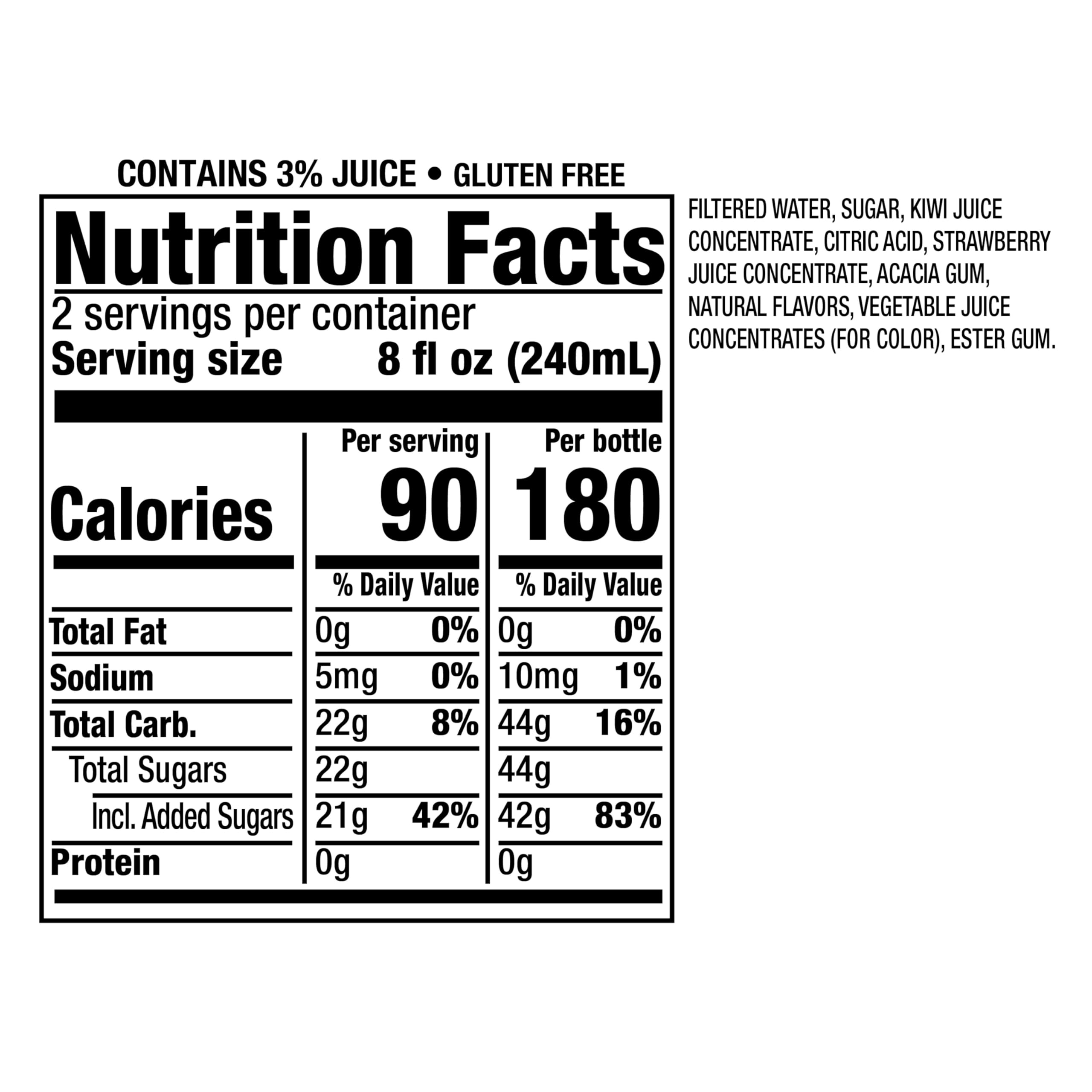 Snapple Kiwi Strawberry Juice Drink, 16 Fl Oz Recycled Plastic Bottle, Pack Of 12, All Natural, No Artificial Flavors Or Sweeteners, Contains 3% Real Juice