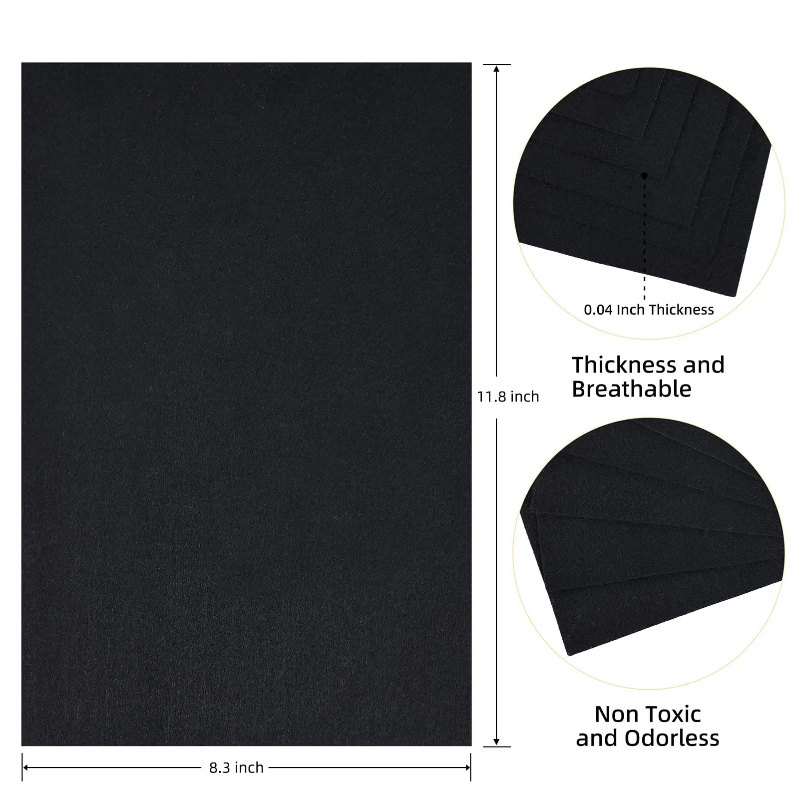 HaoFeiJH Black Felt Fabric Sheets - 6PCS Felt Squares - 8x12 1 Colors Soft Felt Squares, 1.5mm for Sewing, Patchwork, Decoration, Embroidering, Book, DIY Craft