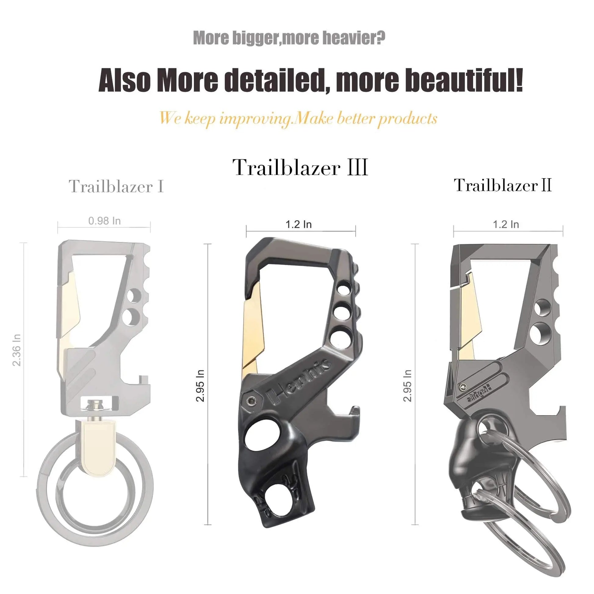 Hephis Heavy Duty Key Chain Bottle Opener,Carabiner Car Key Chains for Men and Women(Black