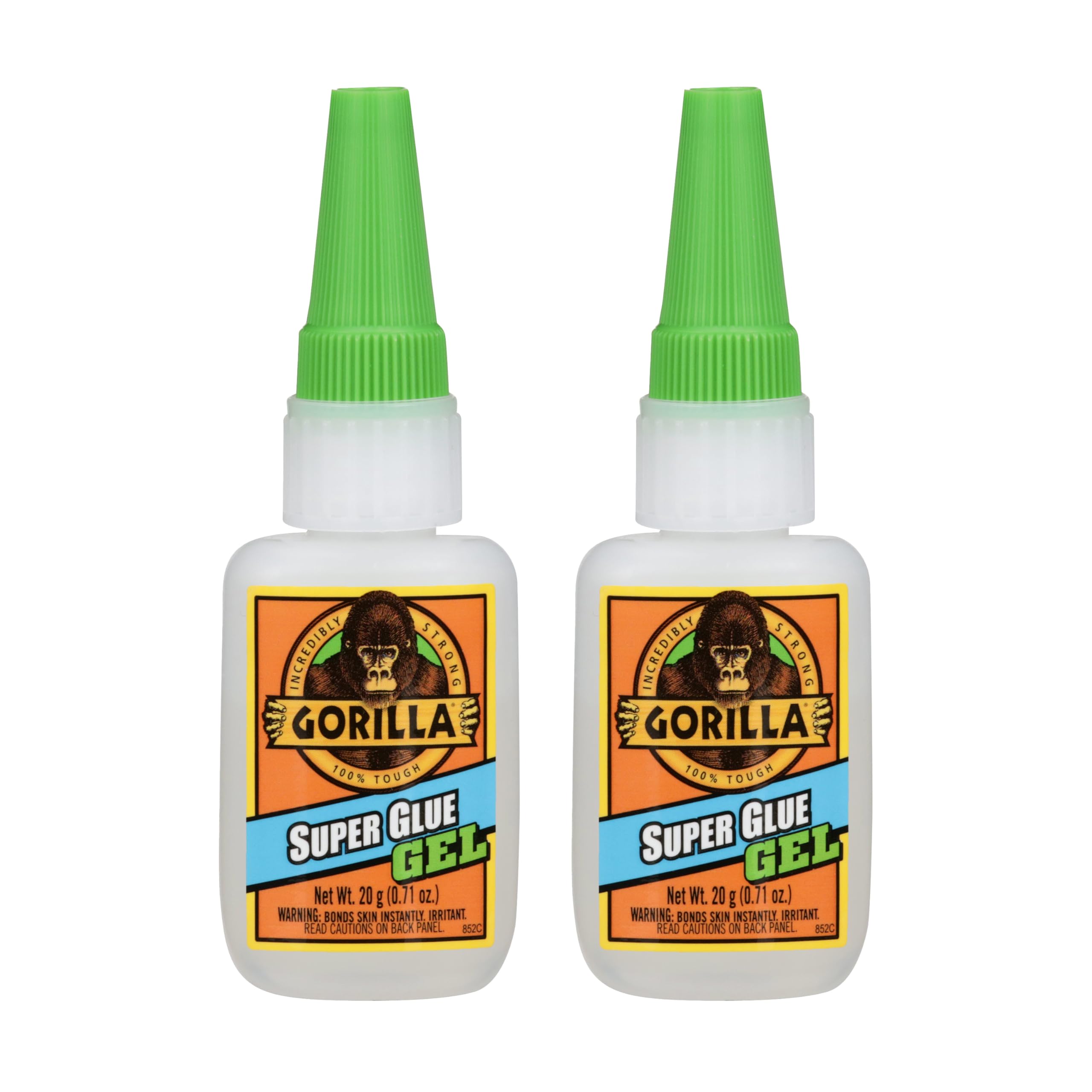 Gorilla Super Glue Gel, Clear Glue, 20 Gram (Pack of 2) - All Purpose and Fast Setting for Projects and Repairs