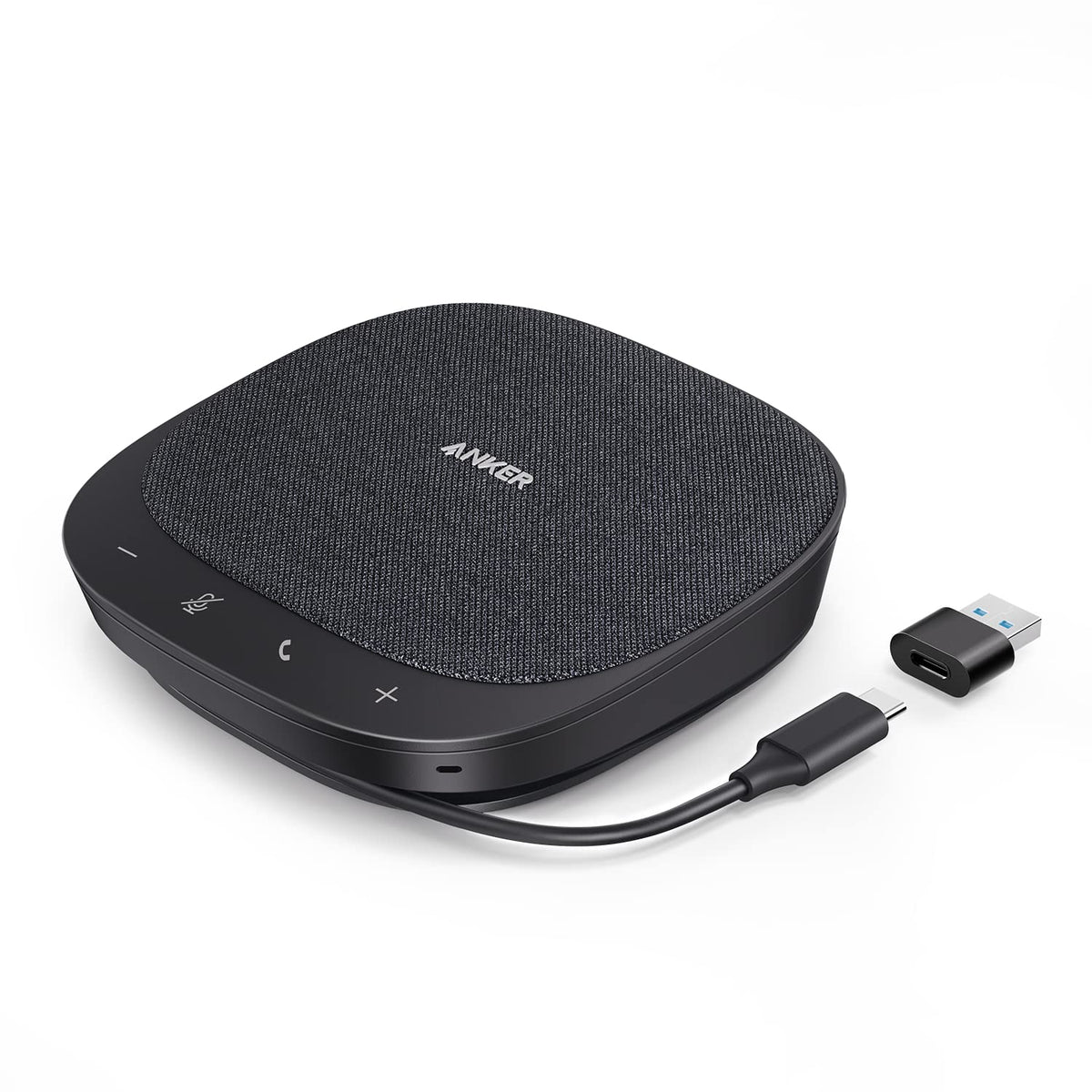 مكبر صوت USB PowerConf S330 من Anker، ميكروفون مؤتمرات للمكتب المنزلي، تحسين صوت ذكي، توصيل وتشغيل، تغطية صوت 360 درجة، صوت قوي، مكبر صوت سطح المكتب للكمبيوتر، للاجتماعات عبر الإنترنت