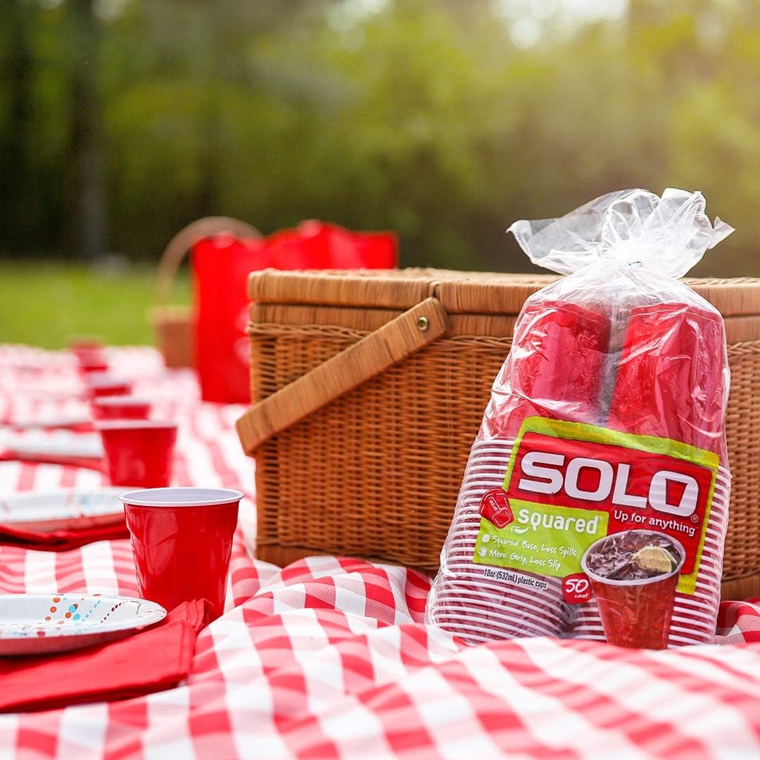 SOLO Cup Company Red Squared Plastic Party, 18 Ounce, 200 Count, 50 Count (Pack of 4)