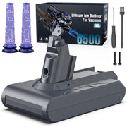 Battery Replacement for Dyson V6, 6500mAh Li-ion Battery Compatible with V6 Animal V6 Absolute V6 Motorhead V6 Fluffy SV03 SV04 SV05 SV06 SV07 SV09 DC58 DC59 DC61 DC62 DC72 DC74 Vacuum Cleaner