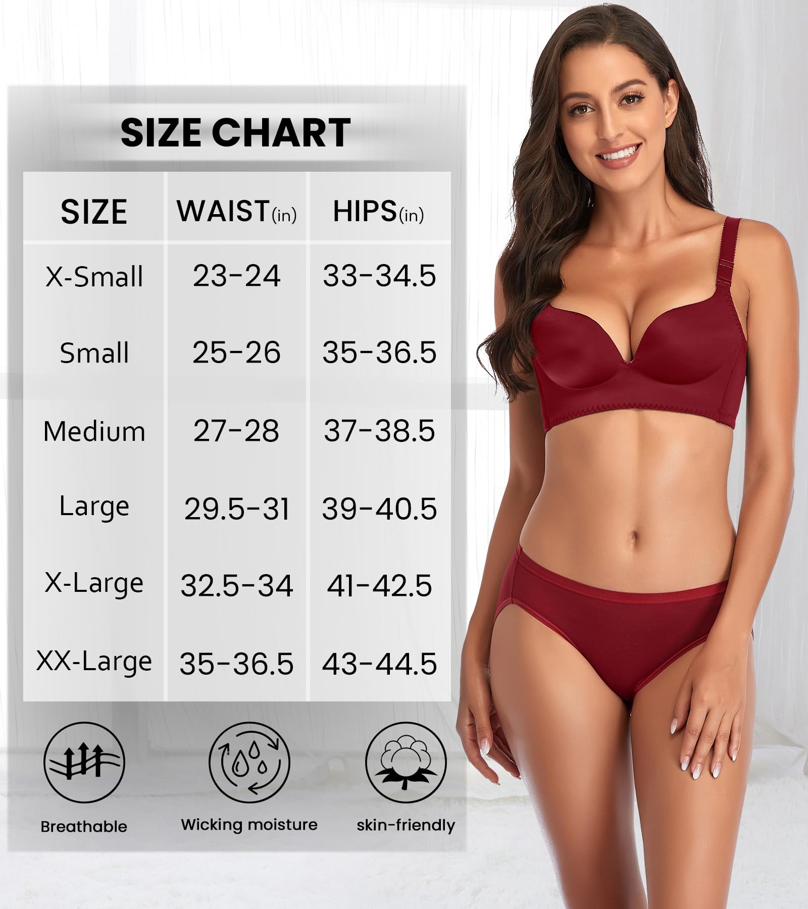 Eiggam Ladies Cotton Bikini Panties, High-Cut Full Coverage Stretch Cool Soft Womens Underwear Packs - 10 Pack, M