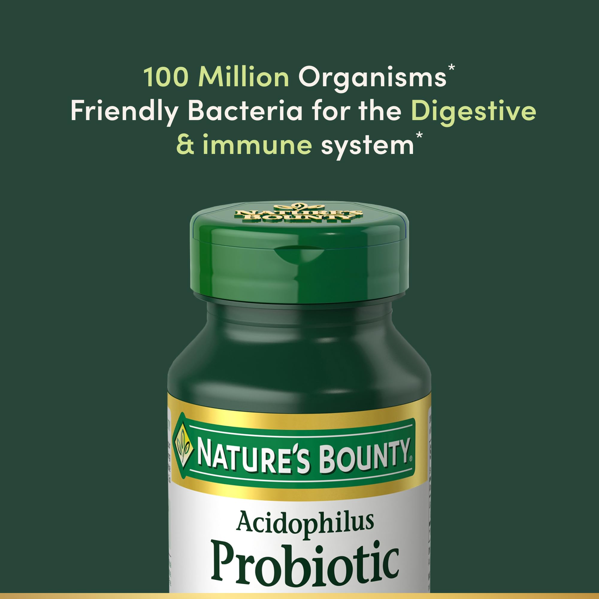 Nature's Bounty Acidophilus Probiotic, Daily Probiotic Supplement, Digestive Health, 200 Tablets, Twin Pack