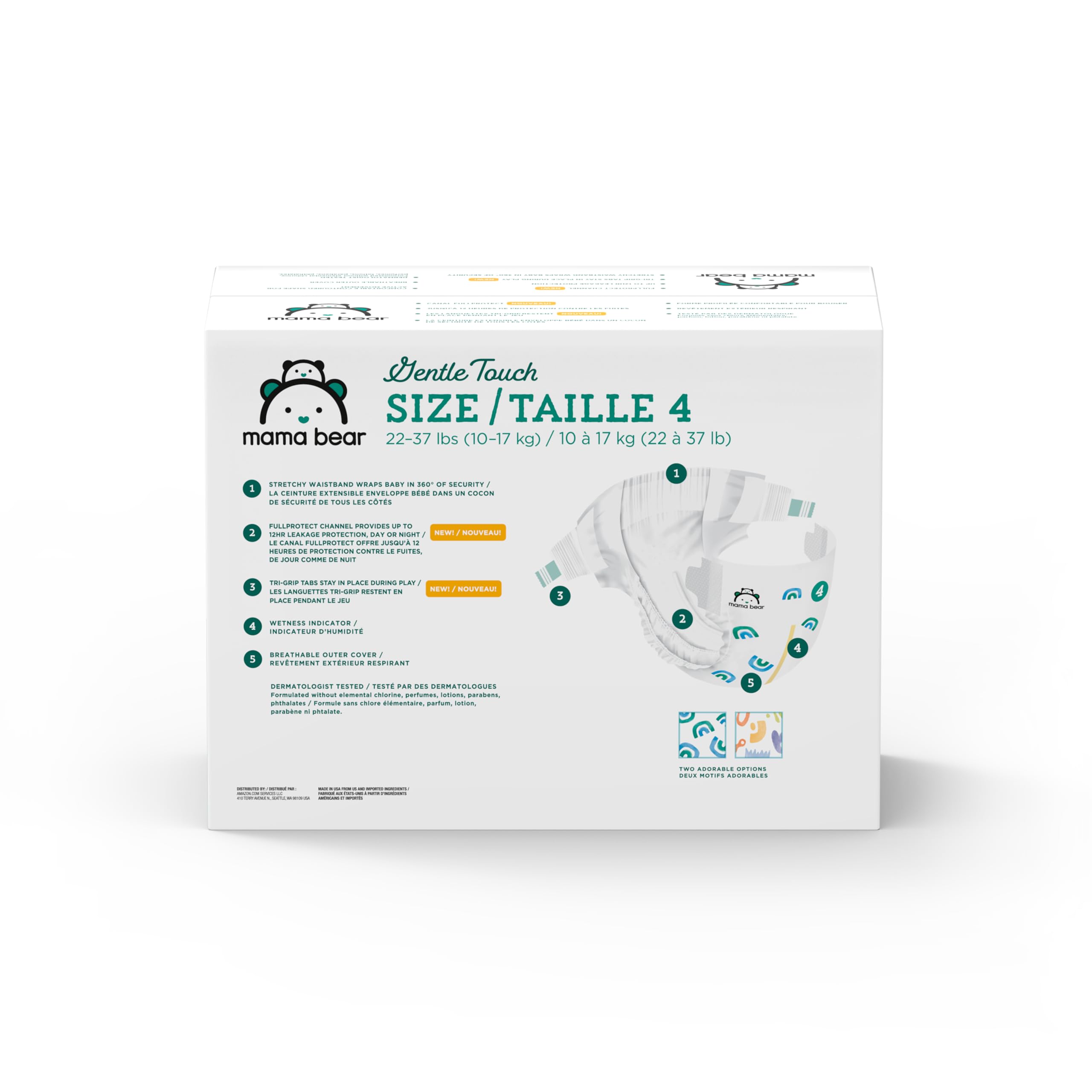 Amazon Brand - Mama Bear Gentle Touch Diapers, Size 4, 148 Count (4 packs of 37)